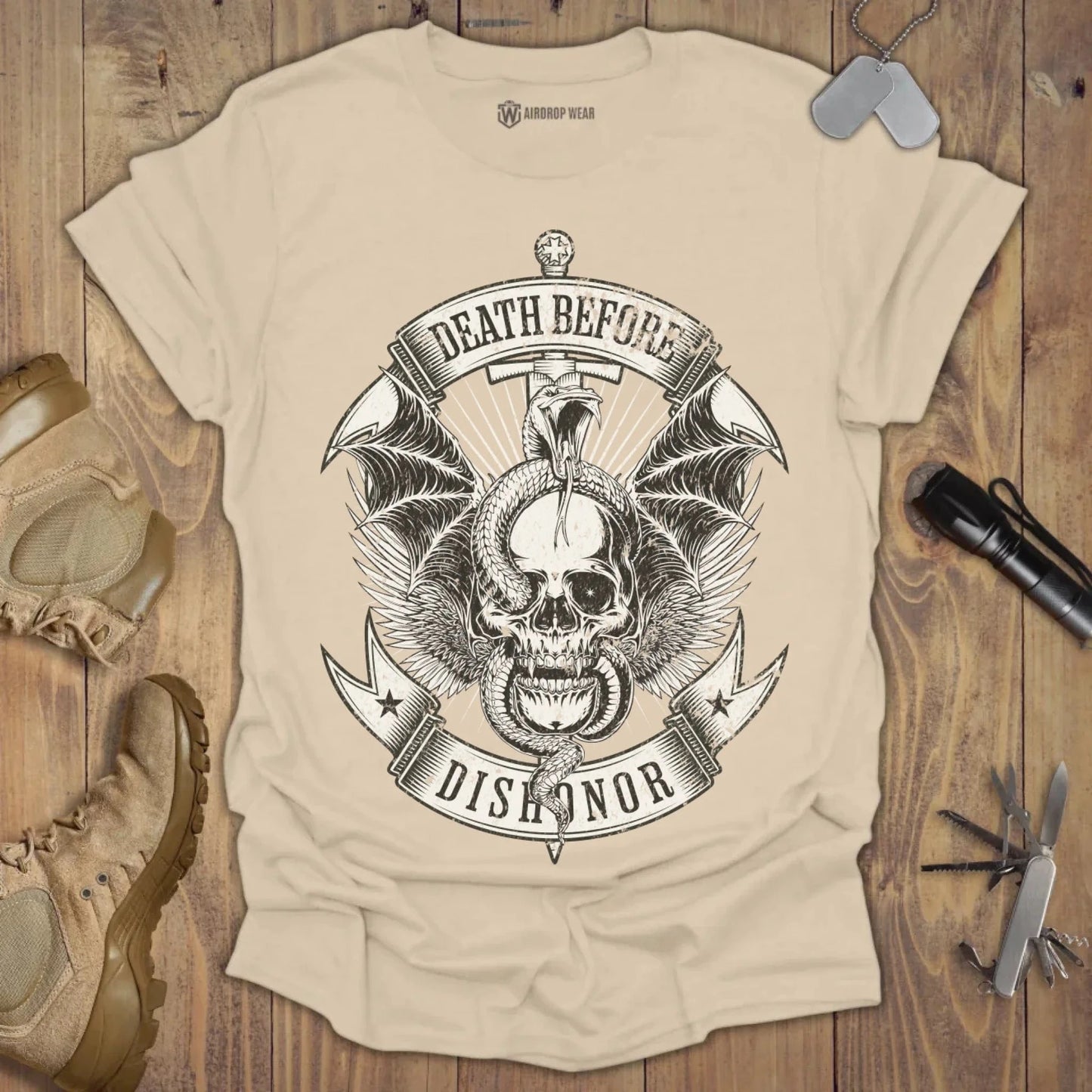 Death Before Dishonor T-shirt Sand