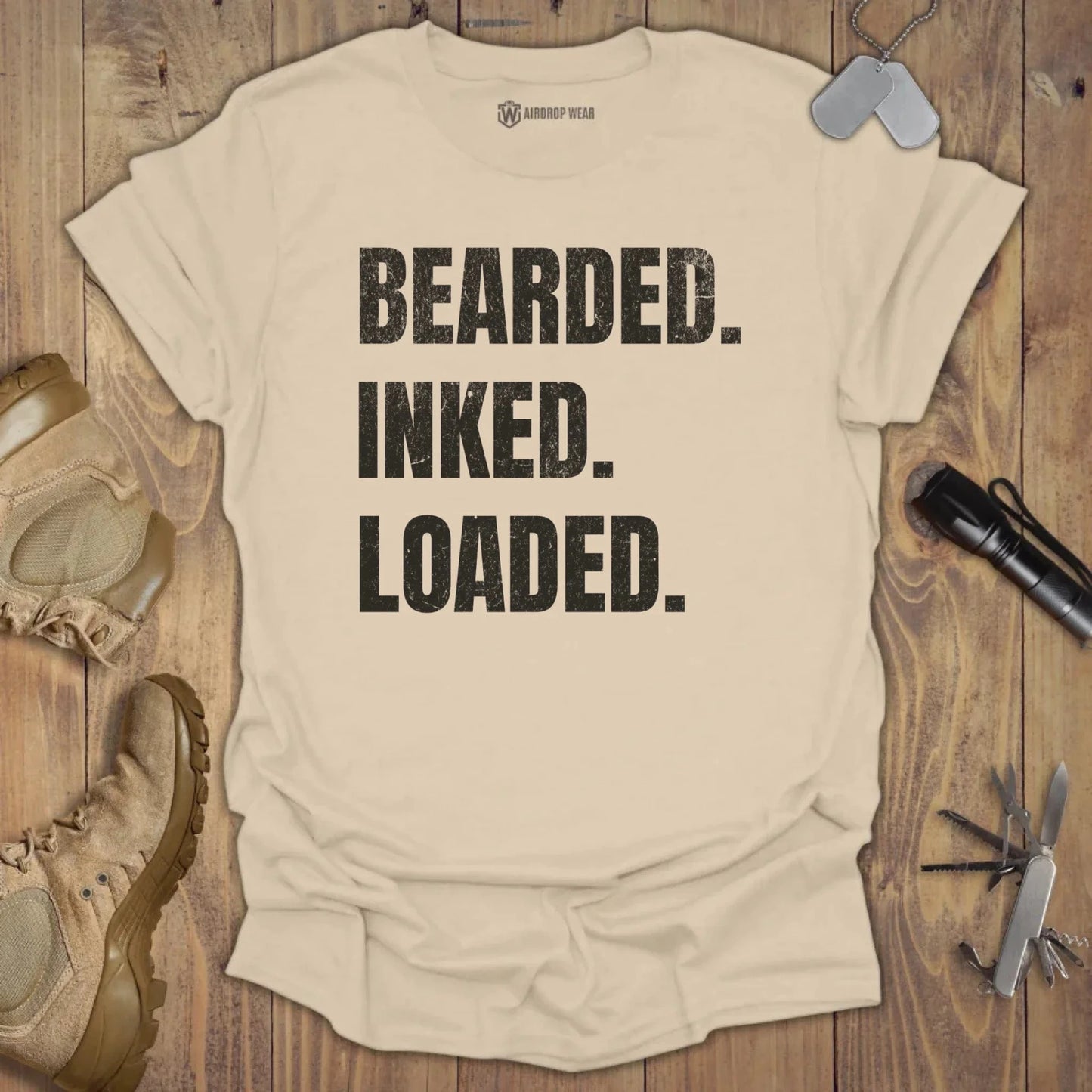 Bearded Inked Loaded T-shirt Sand