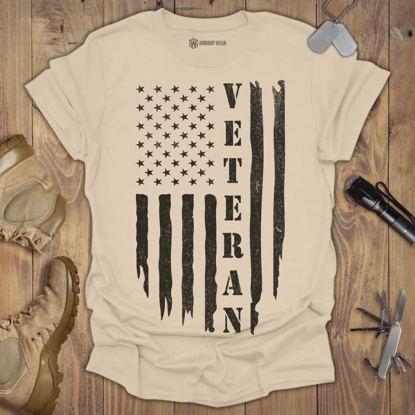 Veteran Flag T-shirt Sand