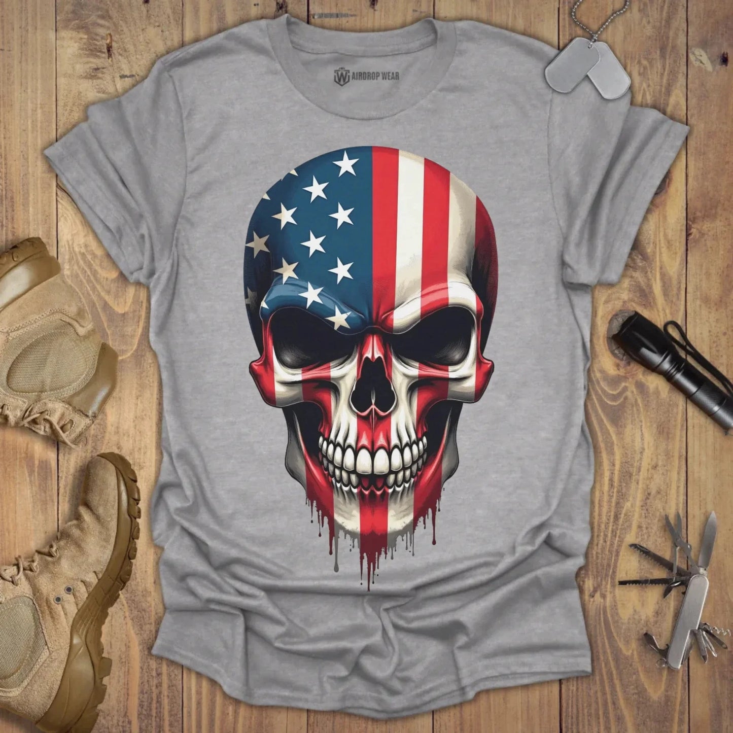 American Skull T-shirt Sport Grey