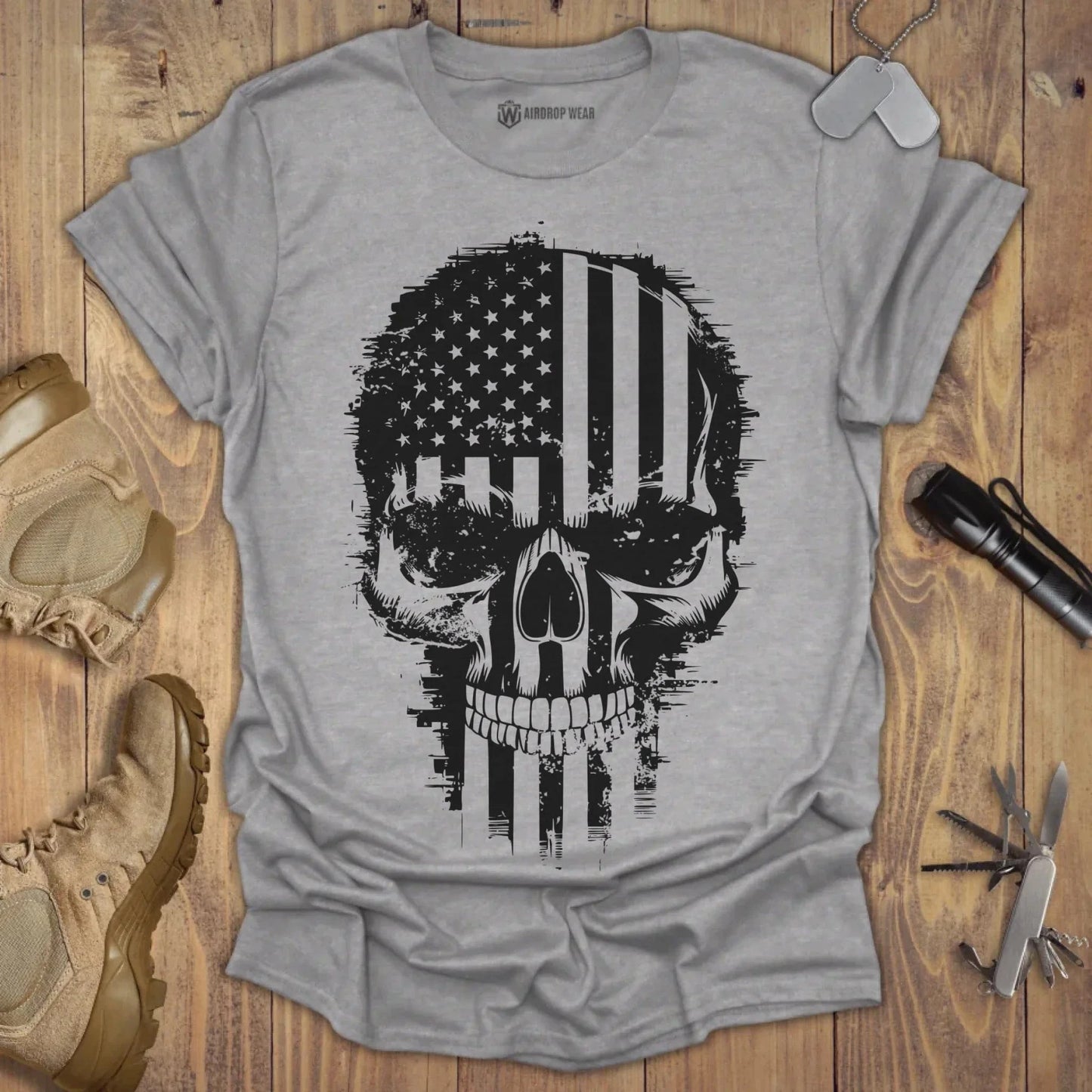 American Skull T-shirt Sport Grey