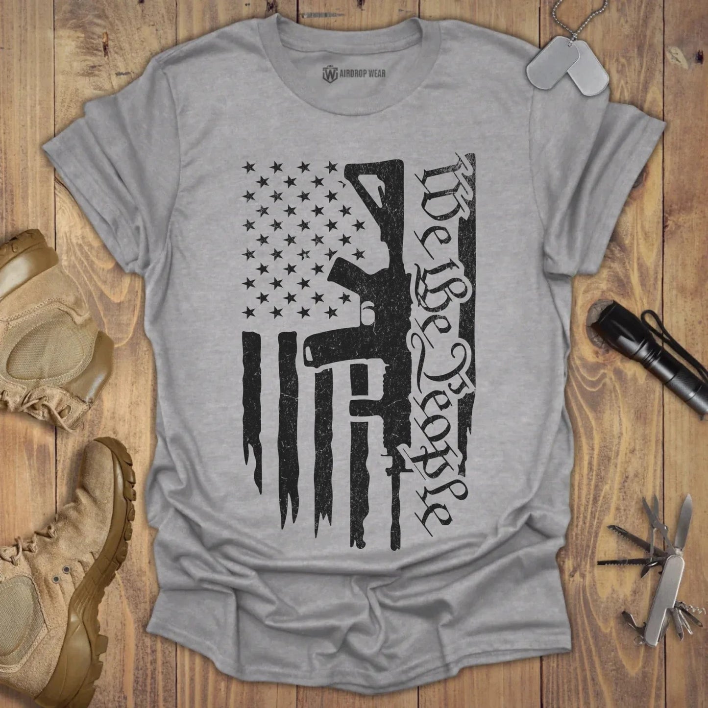 We The People Flag T-shirt Sport Grey