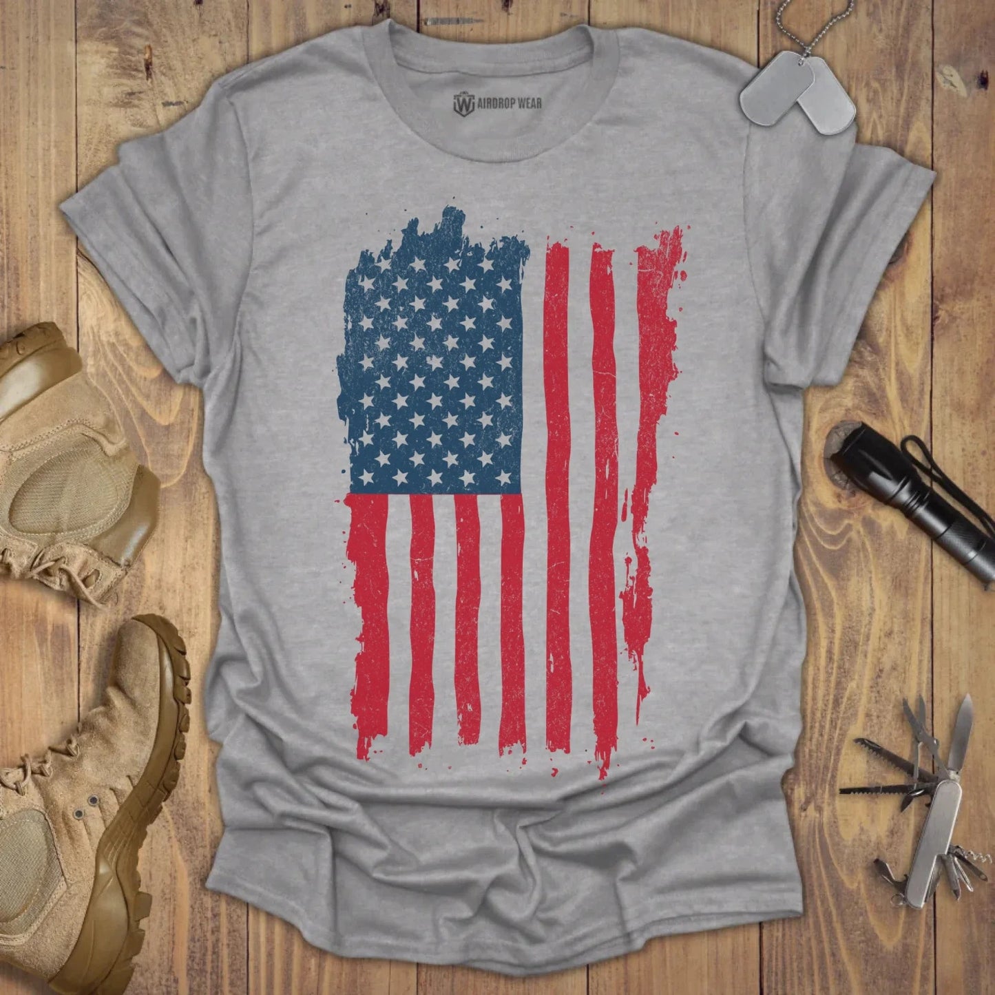 US Flag T-shirt Sport Grey