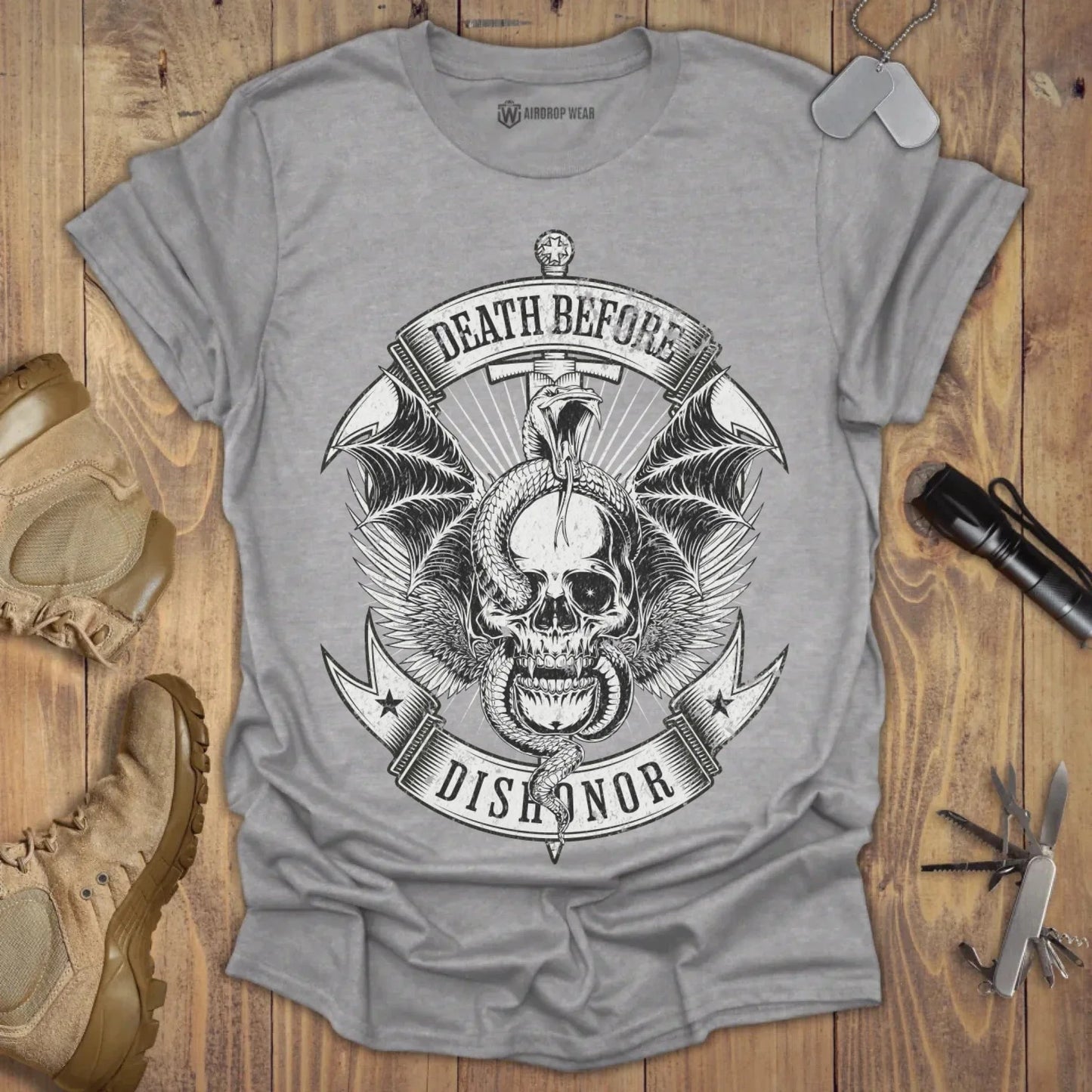 Death Before Dishonor T-shirt Sport Grey