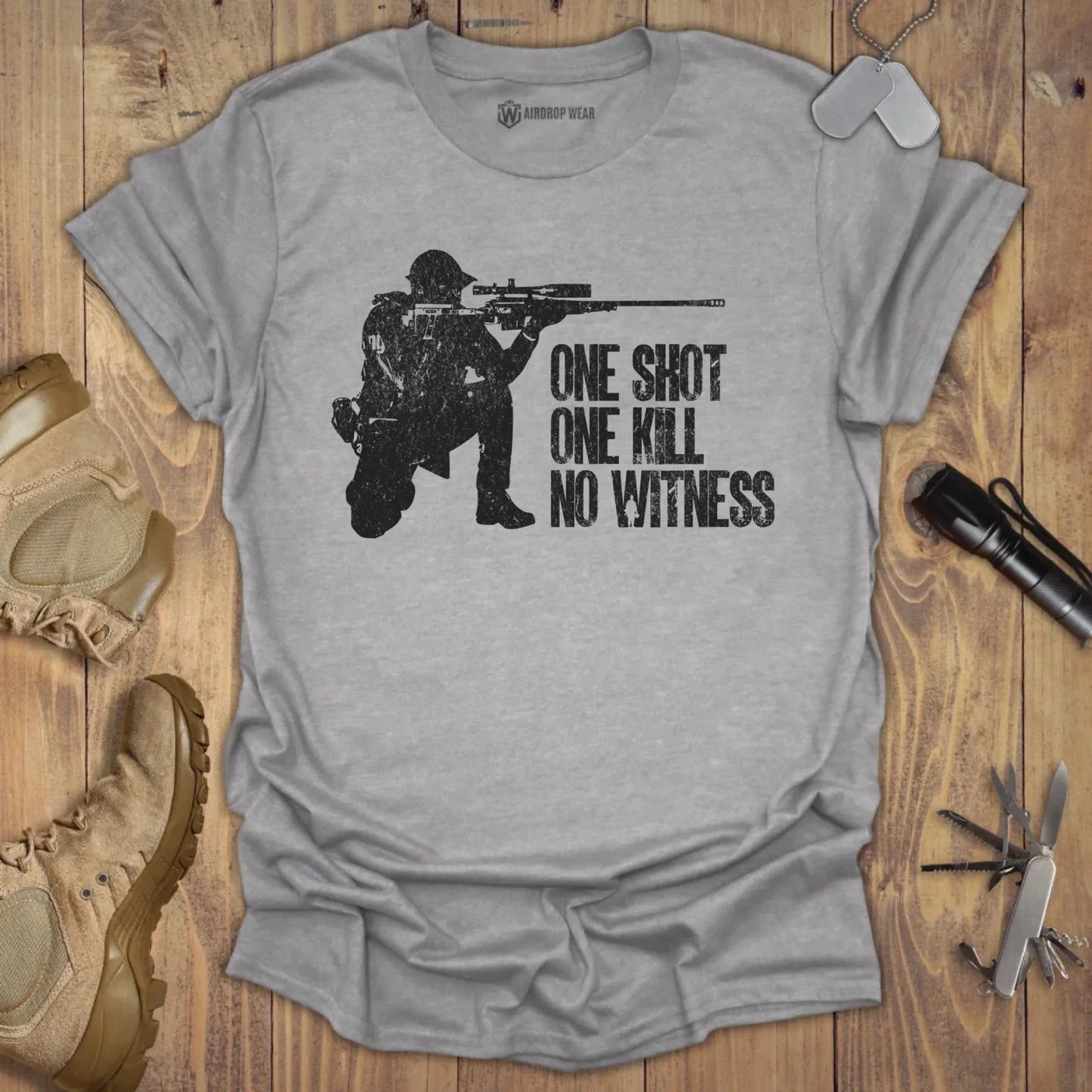 One Shot One Kill T-shirt Sport Grey