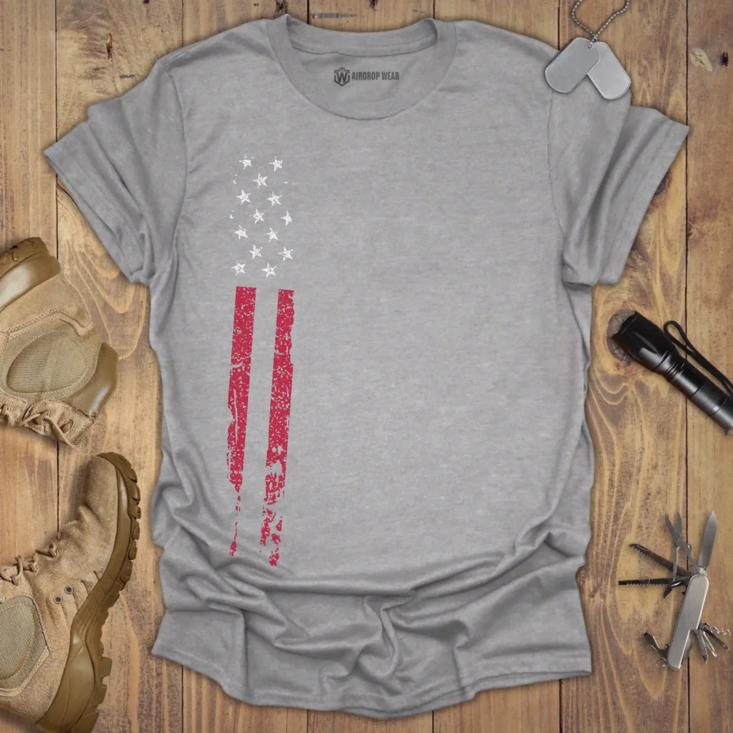 US Flag T-shirt Sport Grey