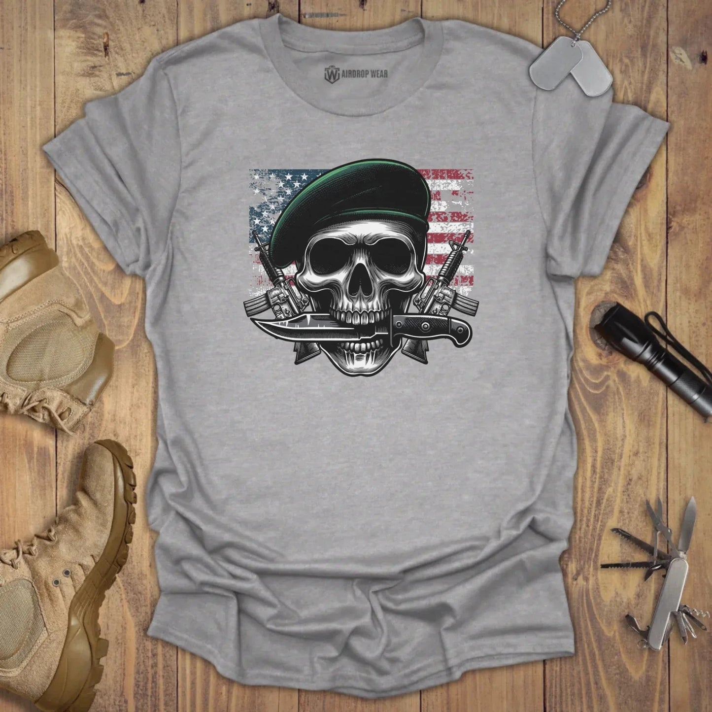 Green Beret T-shirt Sport Grey