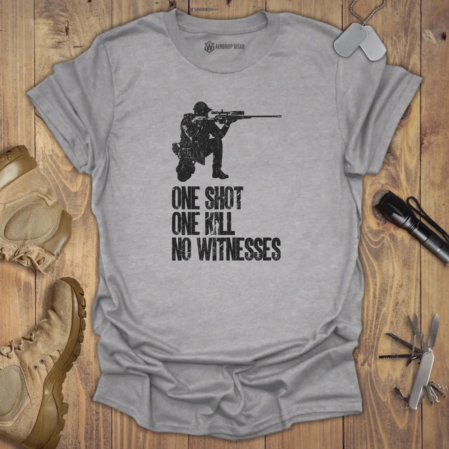 One Shot One Kill T-shirt Sport Grey