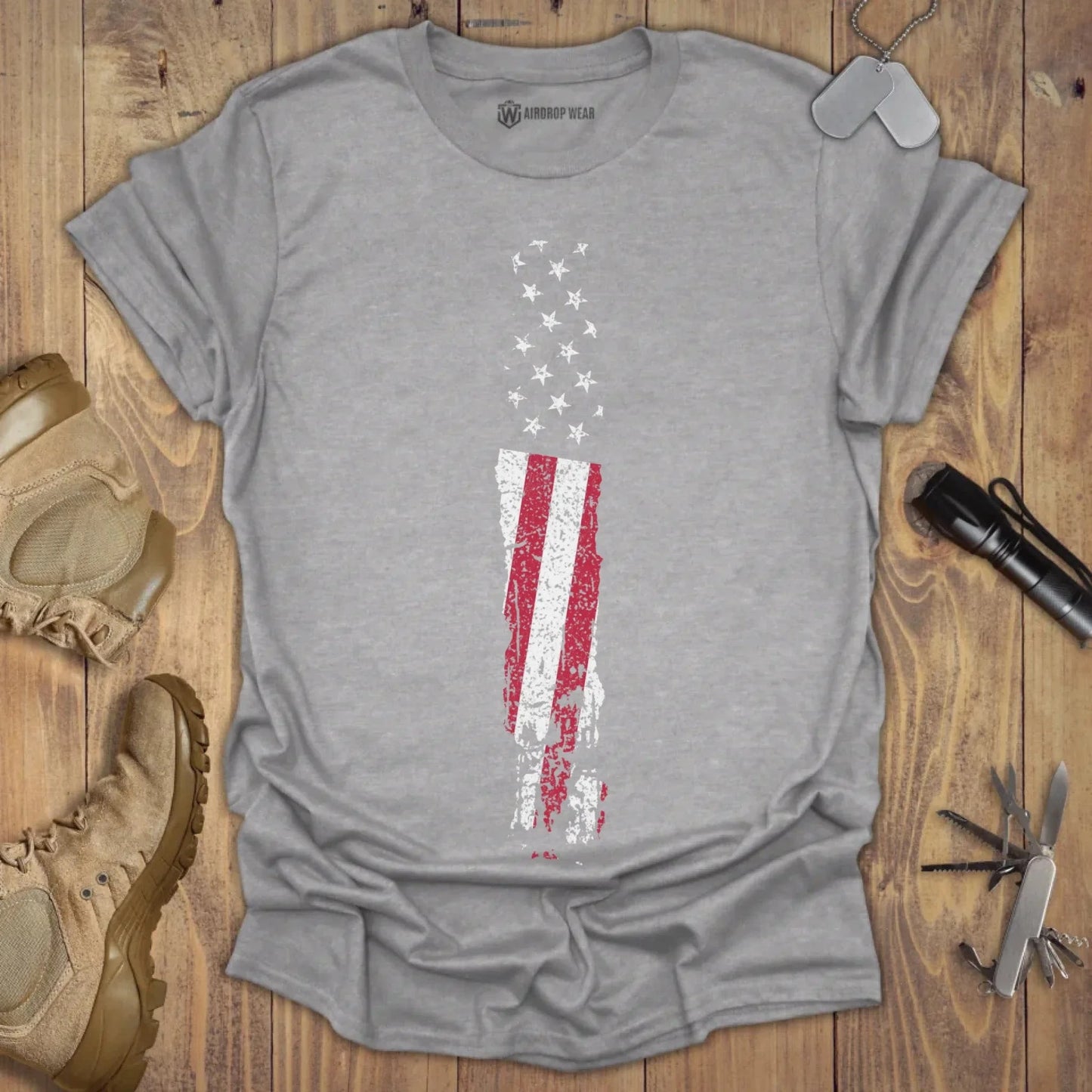 US Flag T-shirt Sport Grey