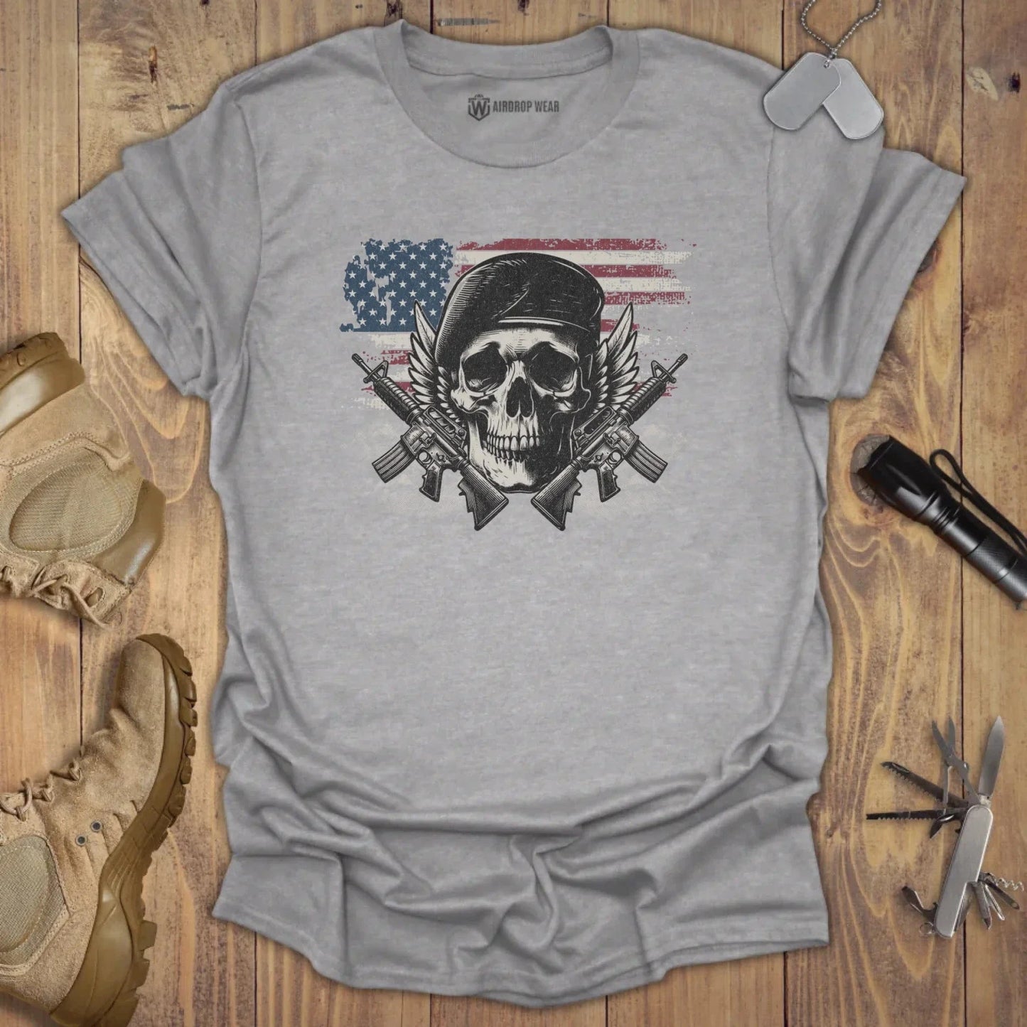 Green Beret T-shirt Sport Grey