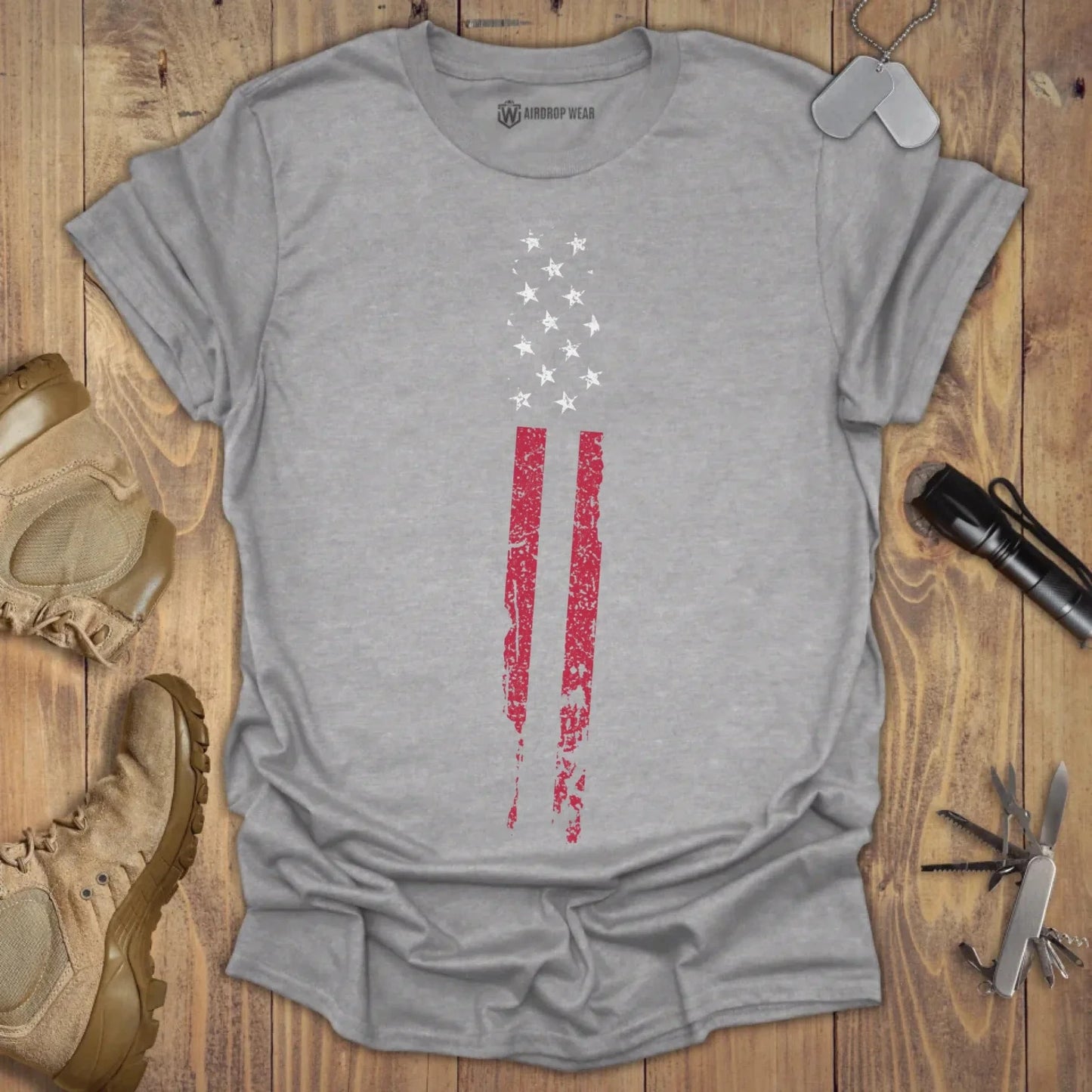 Us Flag T-shirt Sport Grey