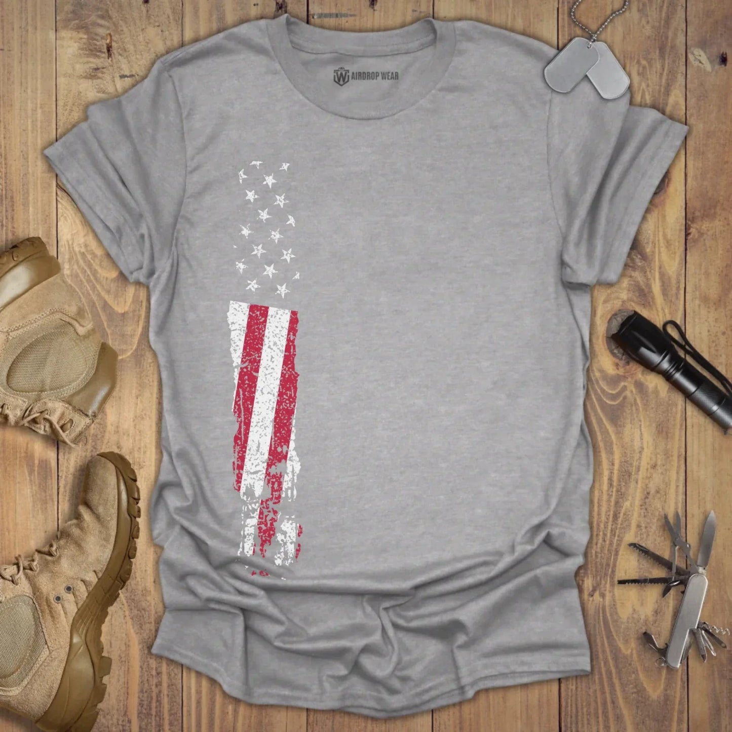 US Flag T-shirt Sport Grey