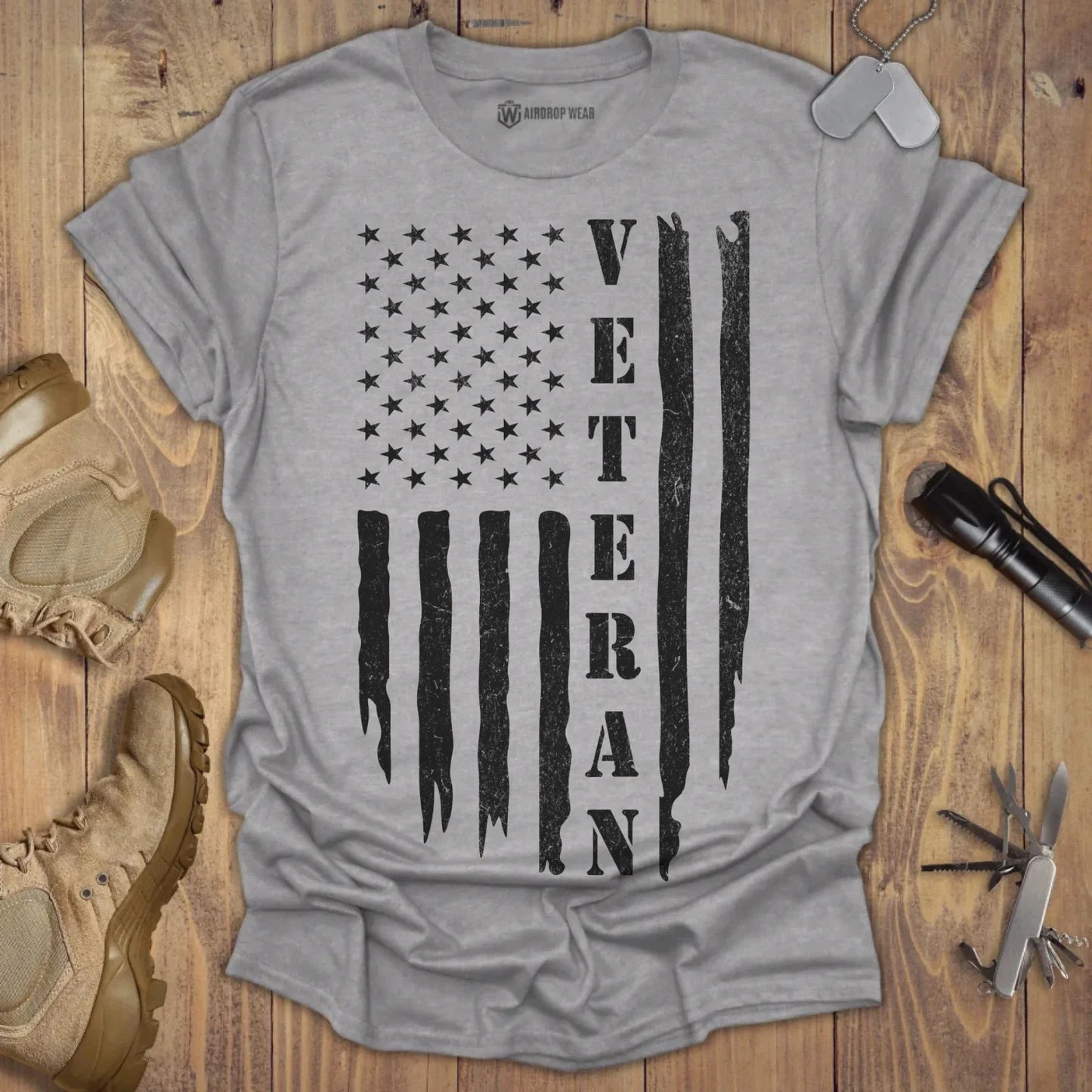 Veteran Flag T-shirt Sport Grey
