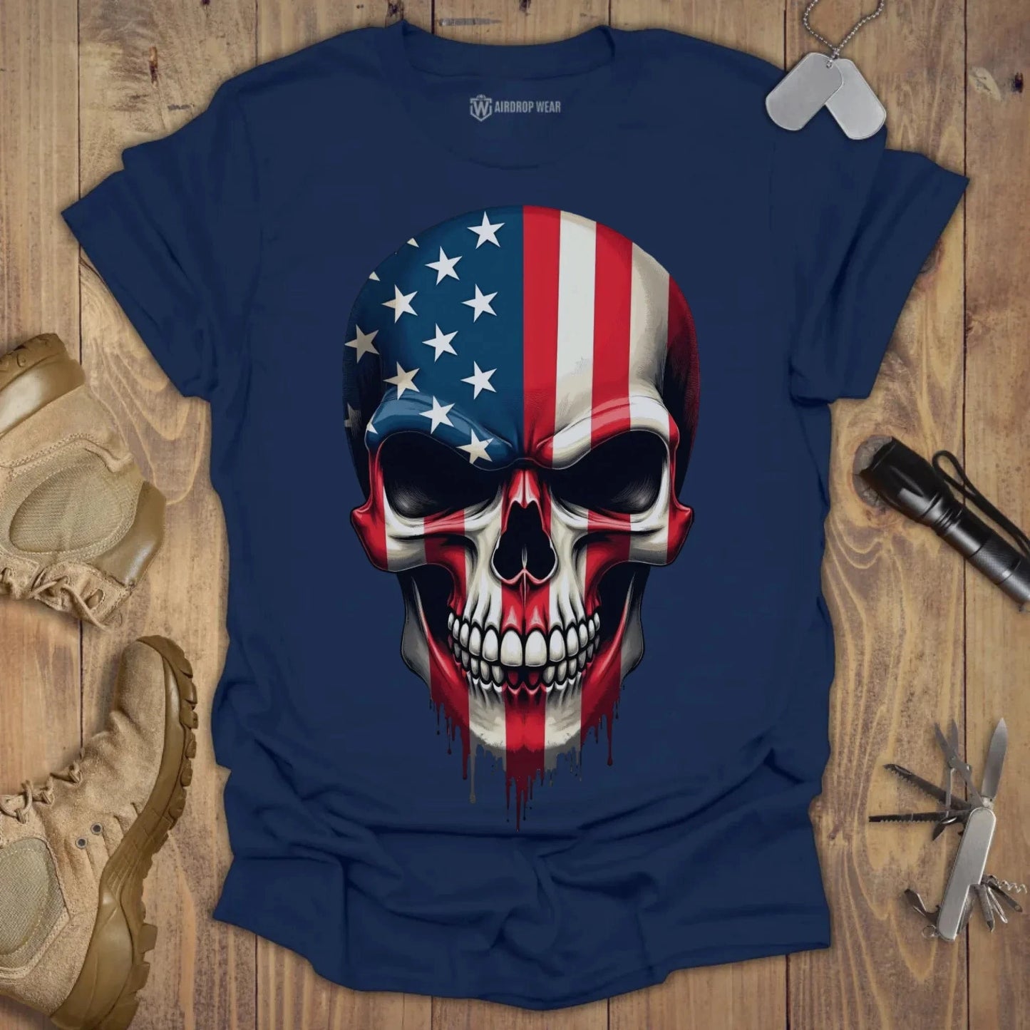 American Skull T-shirt Navy
