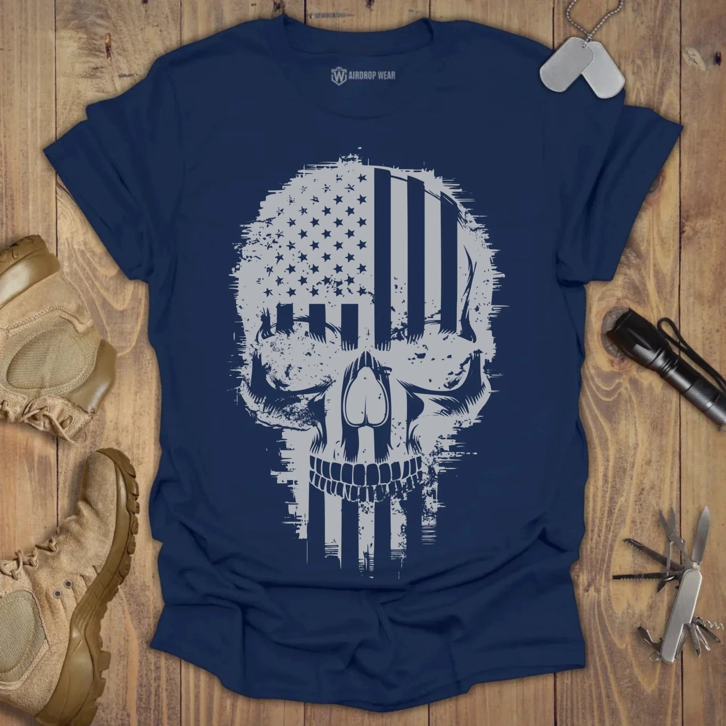 American Skull T-shirt Navy