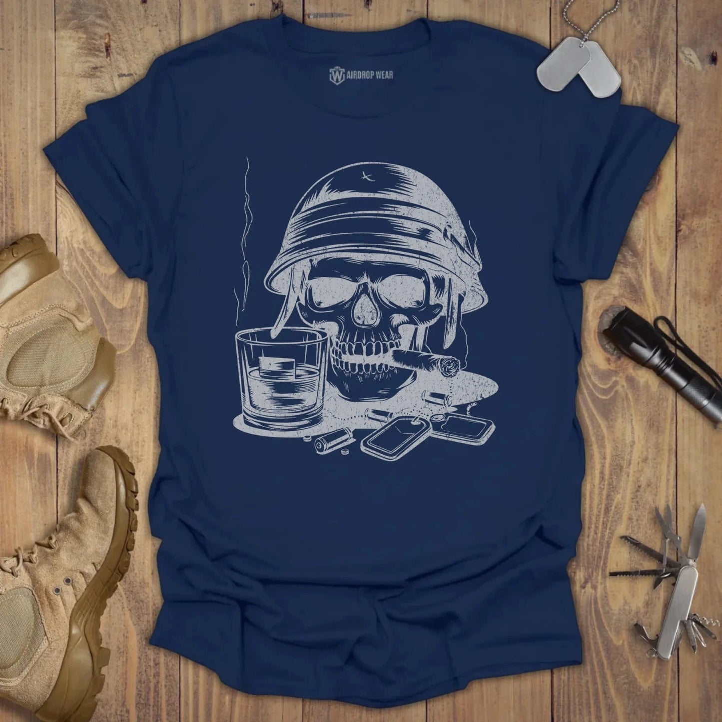 Whiskey Skull T-shirt Navy