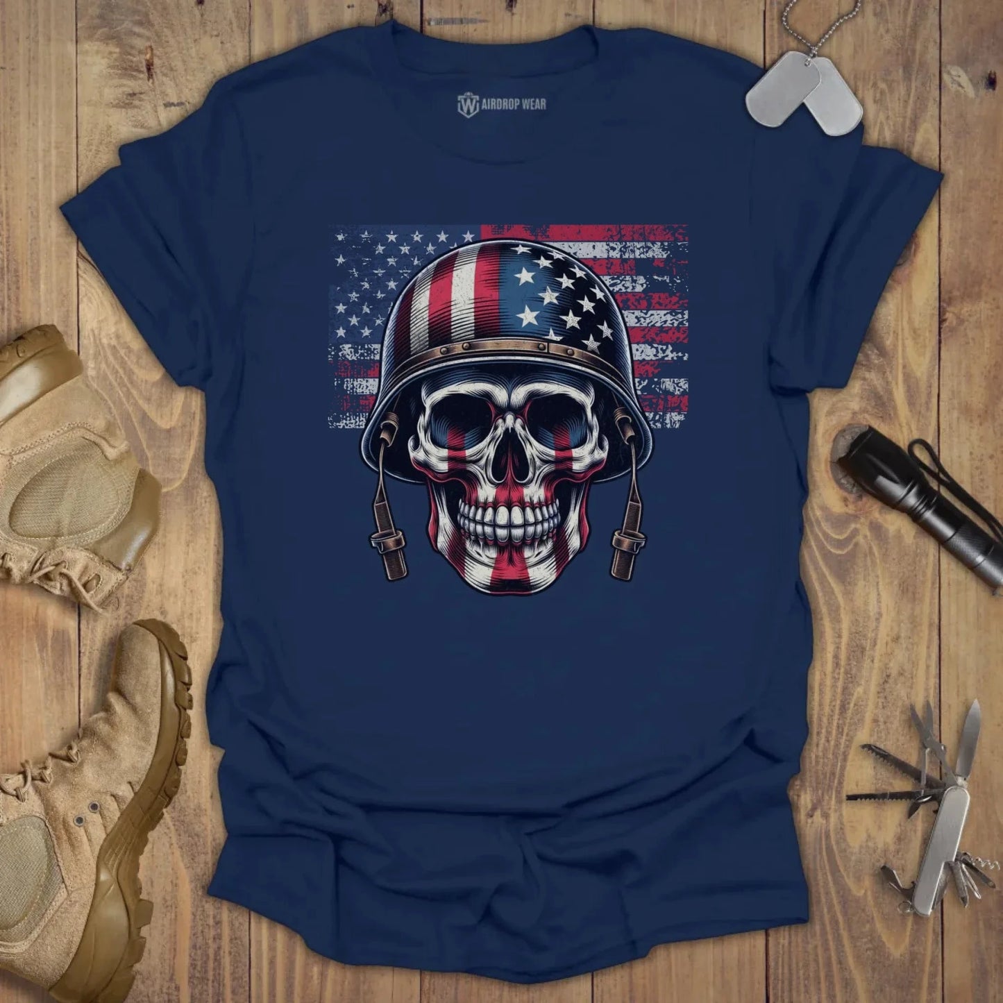 USA Skull T-shirt Navy