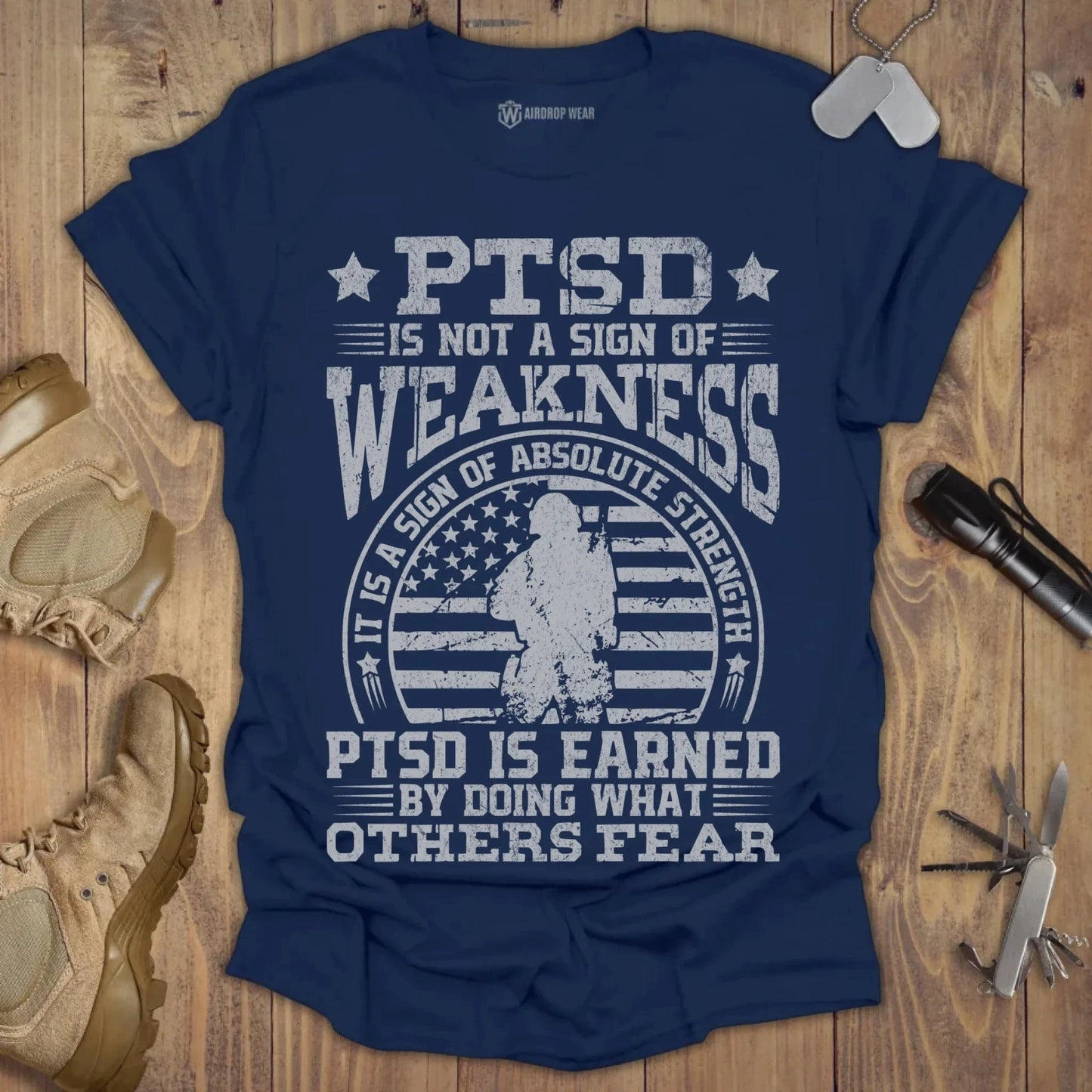 PTSD Is Earned T-shirt Navy