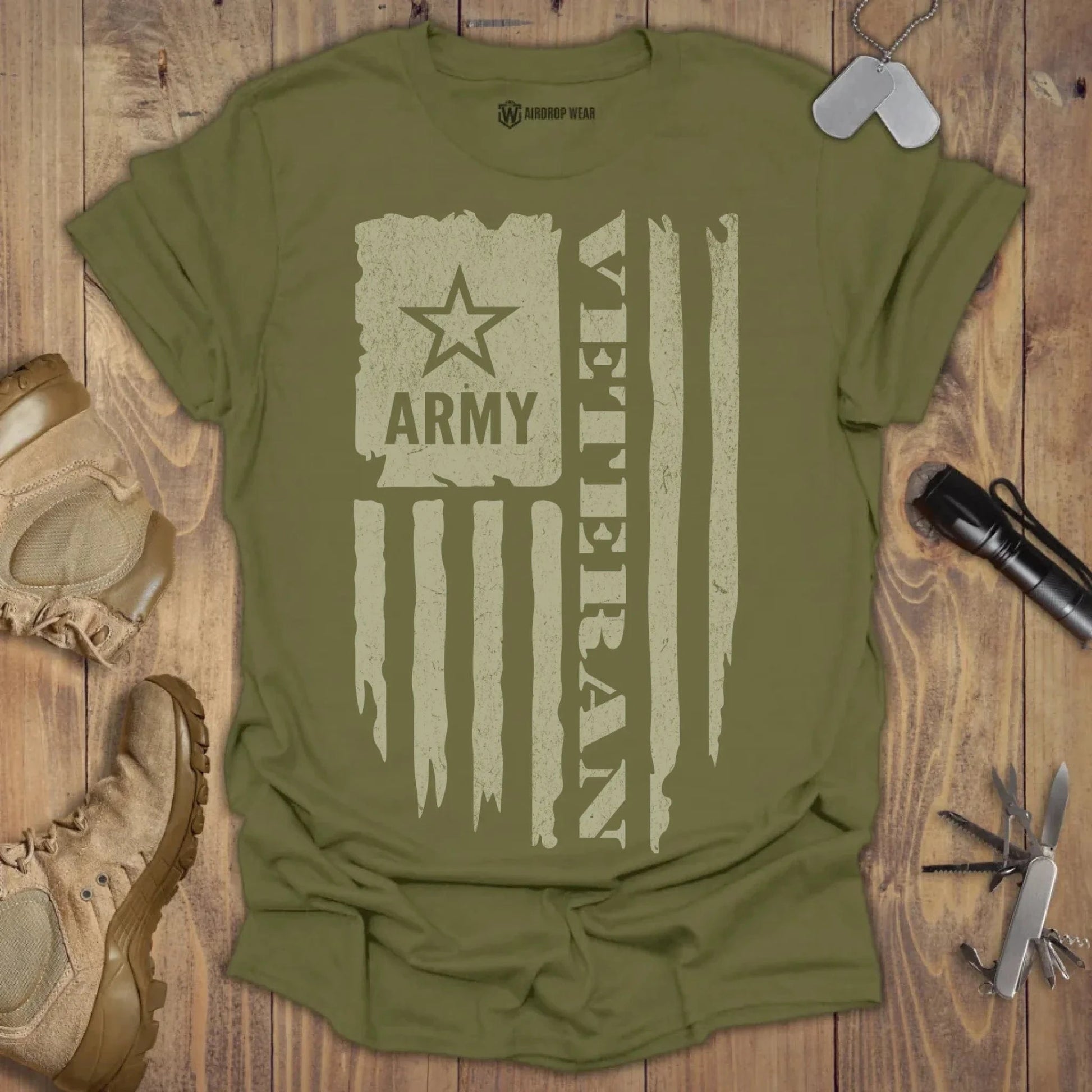 Army Veteran T-shirt Military Green