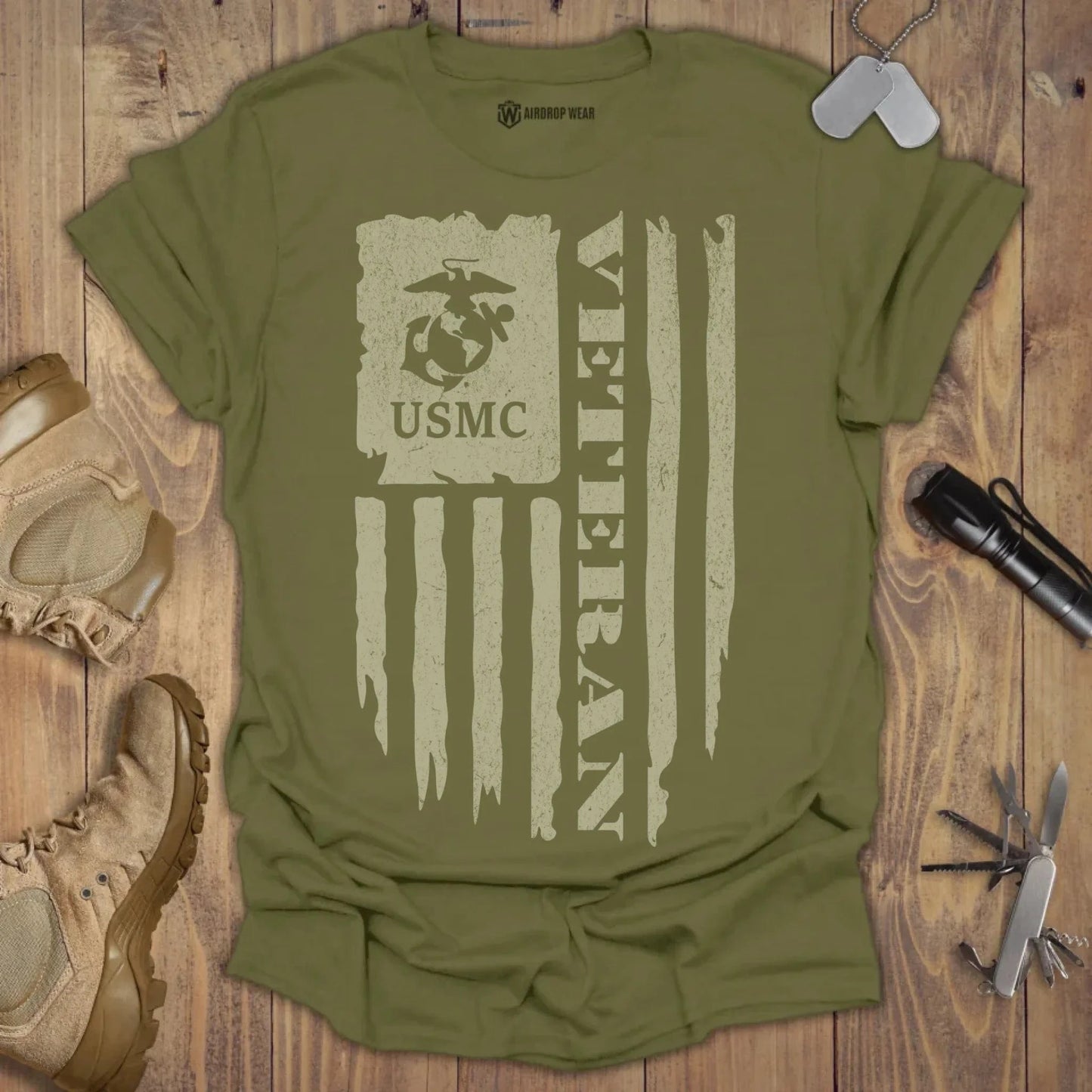 USMC Veteran T-shirt Military Green