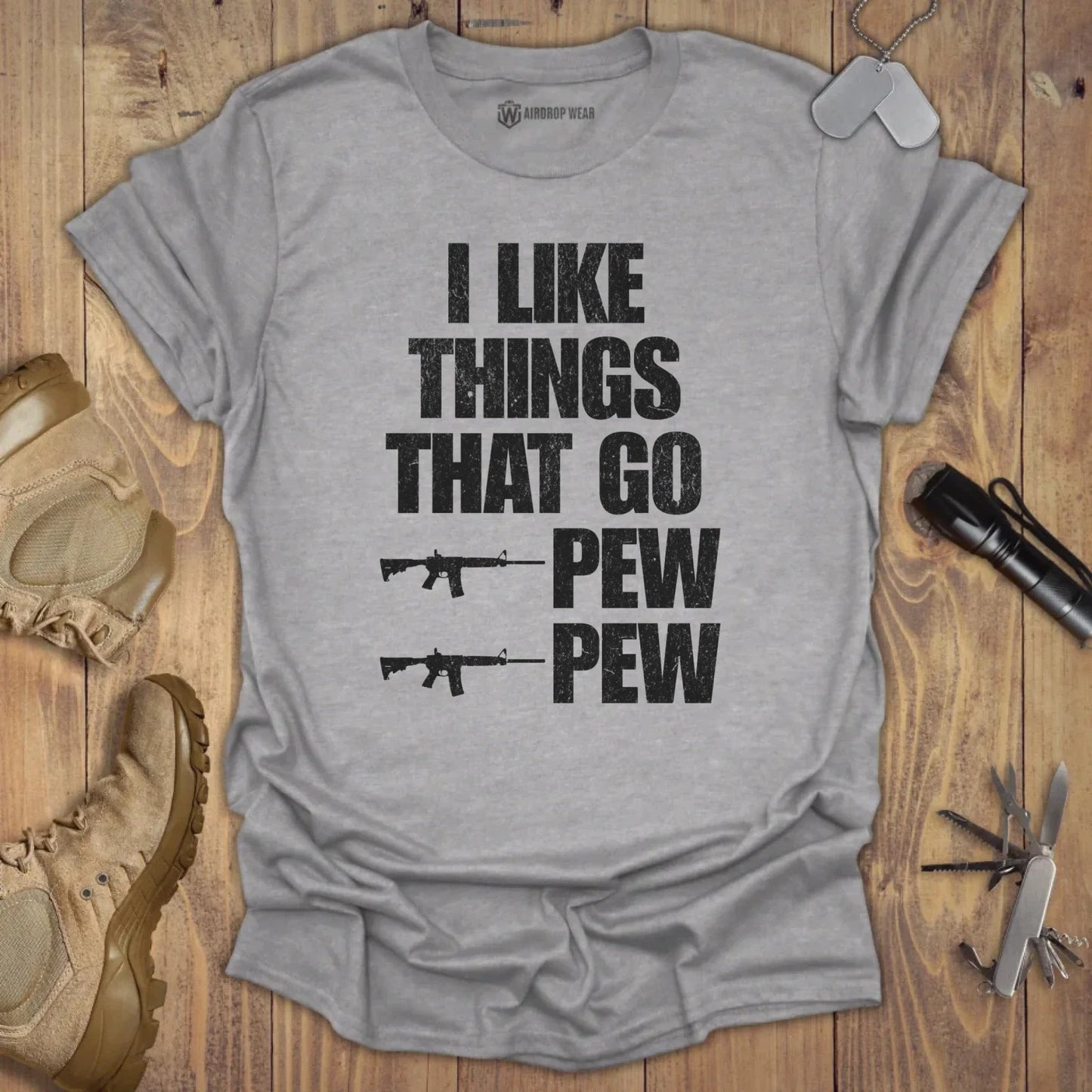 I Like Things That Go Pew Pew T-shirt Sport Grey