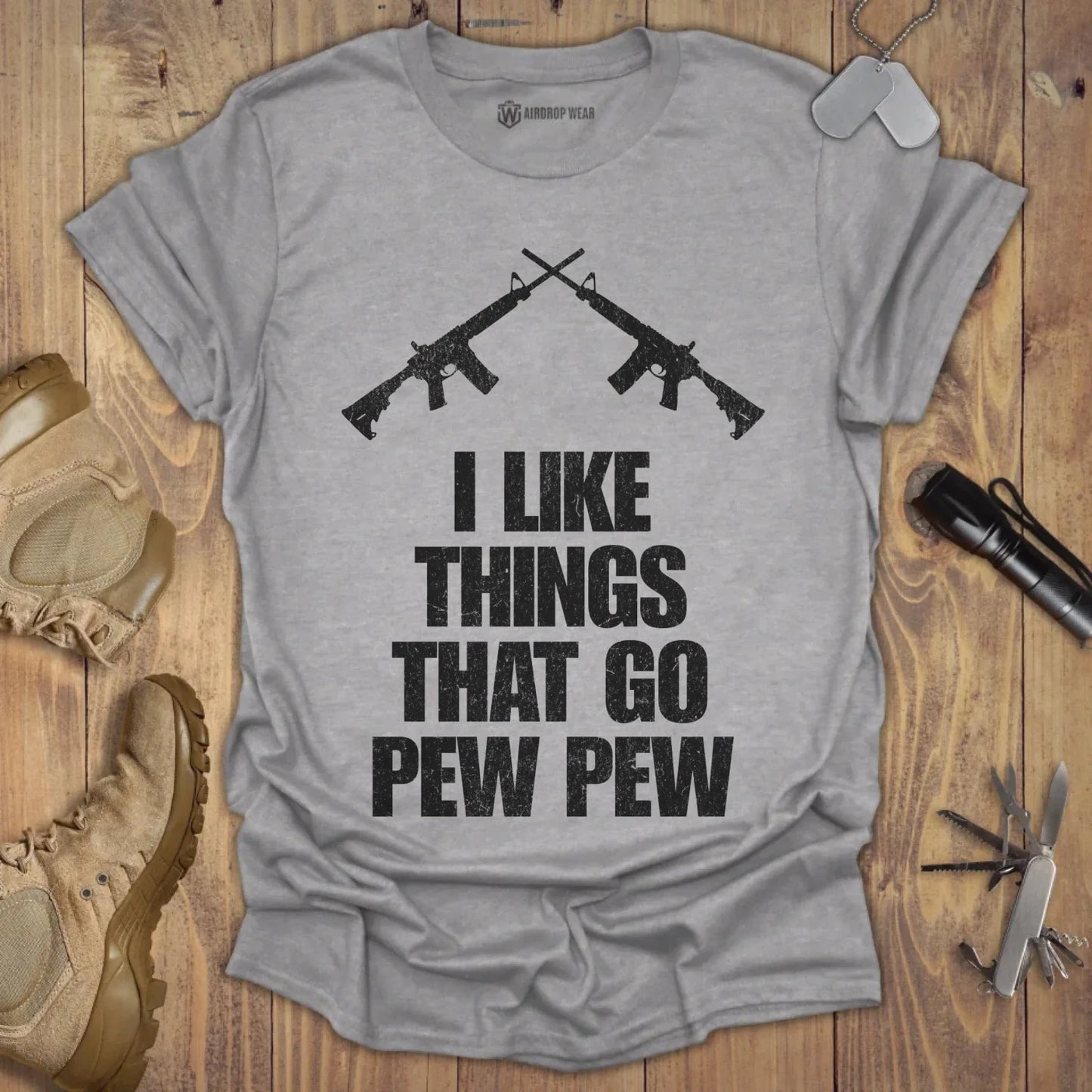 I Like Things That Go Pew Pew T-shirt Sport Grey