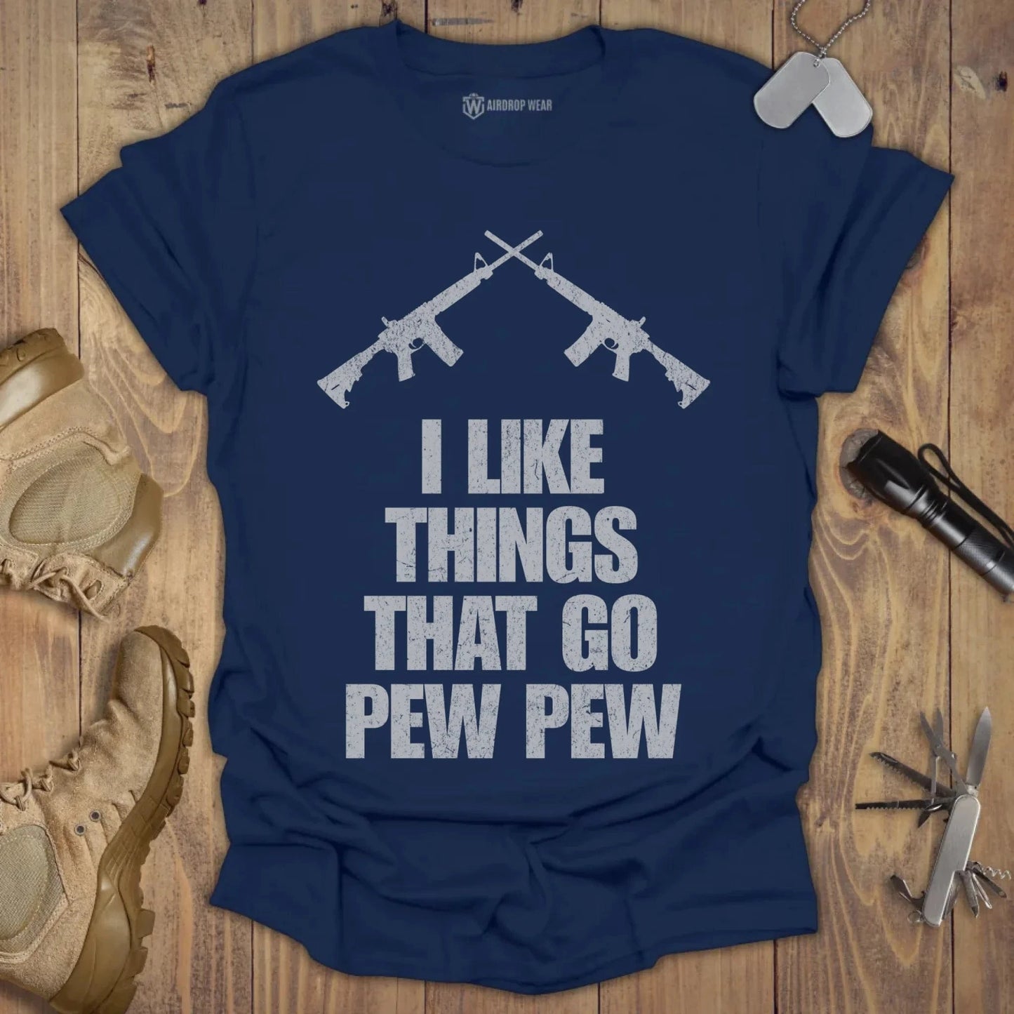 I Like Things That Go Pew Pew T-shirt Navy