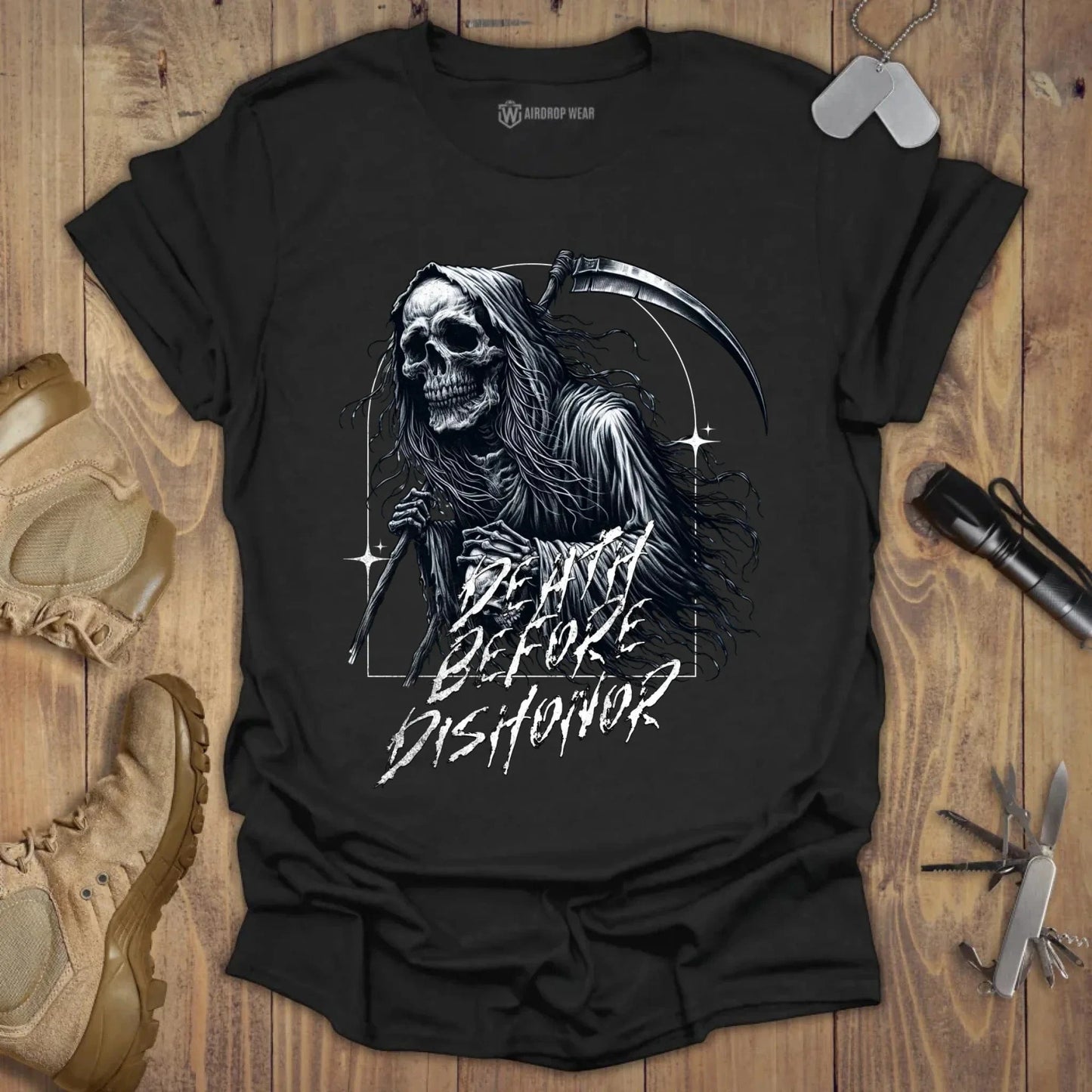 Death Before Dishonor T-shirt Black Chest Print