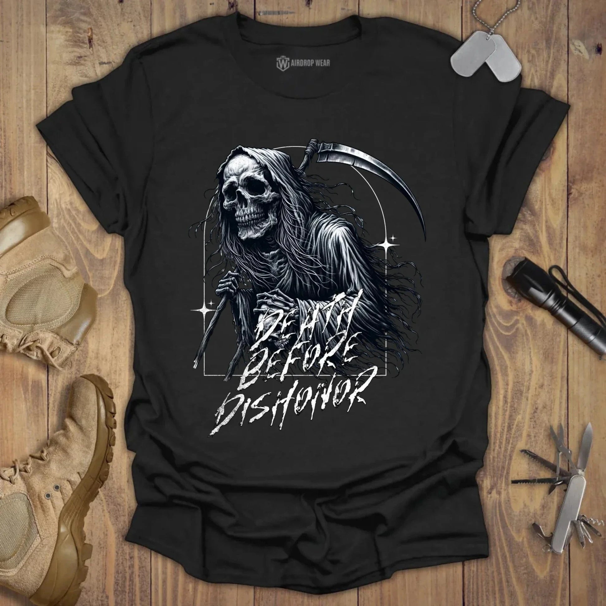 Death Before Dishonor T-shirt Black Chest Print