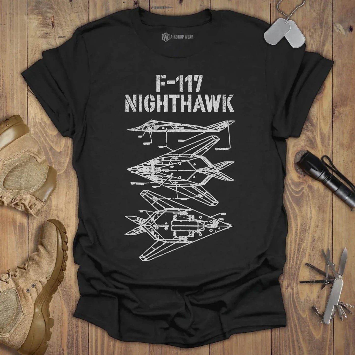 F-117 Blueprint T-shirt Black