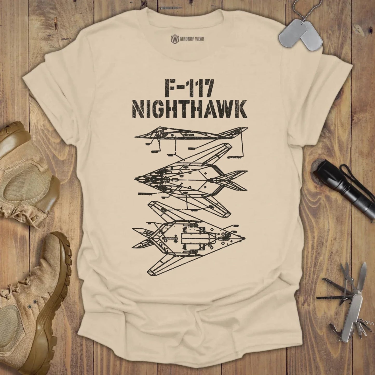 F-117 Blueprint T-shirt Sand