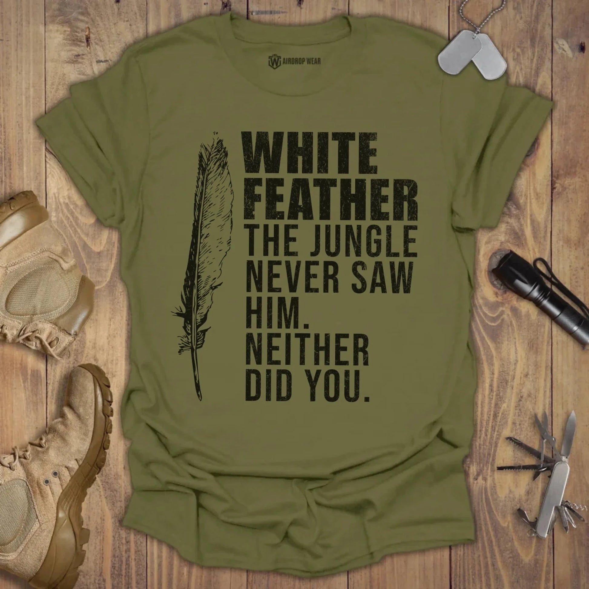 White Feather T-shirt Military Green