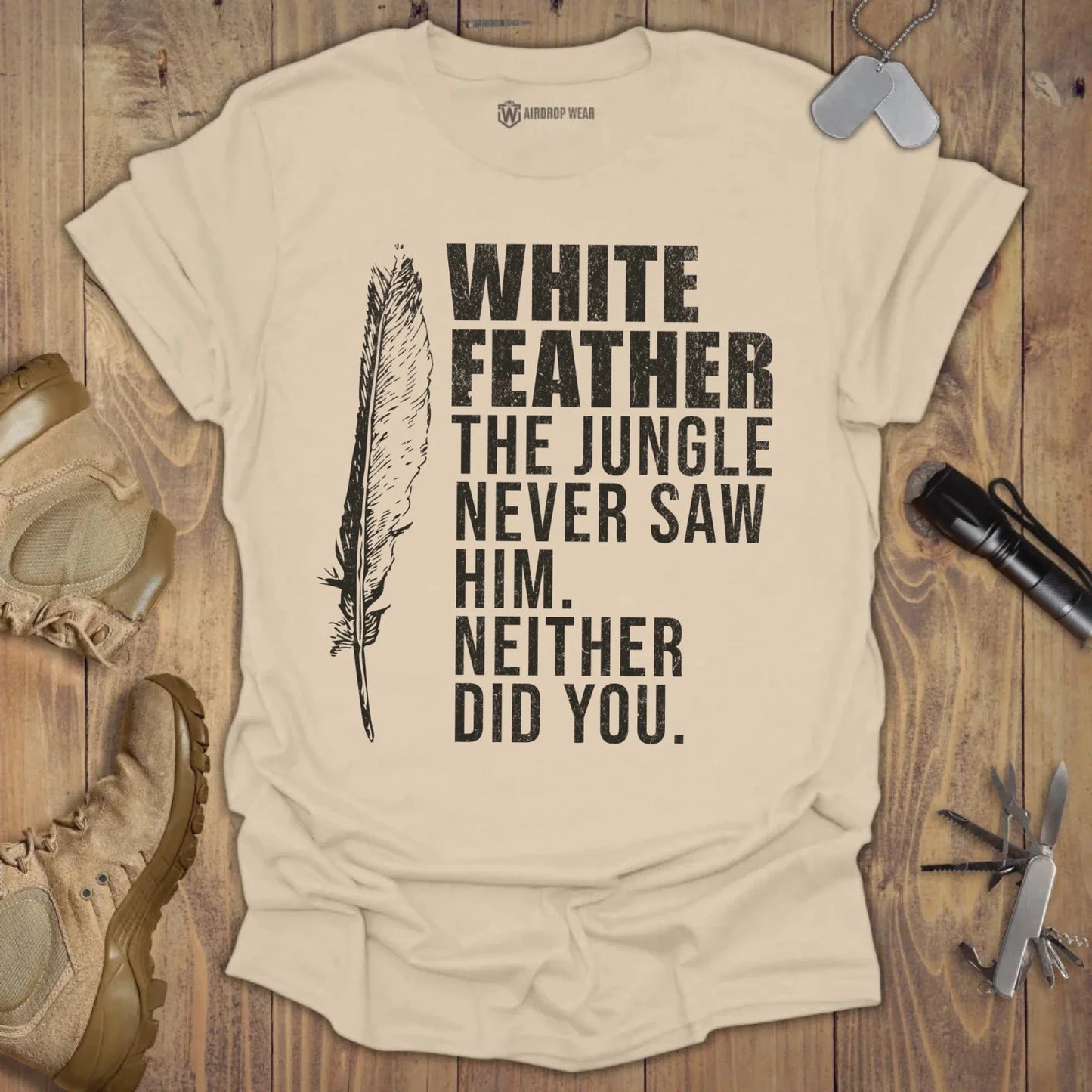 White Feather T-shirt Sand