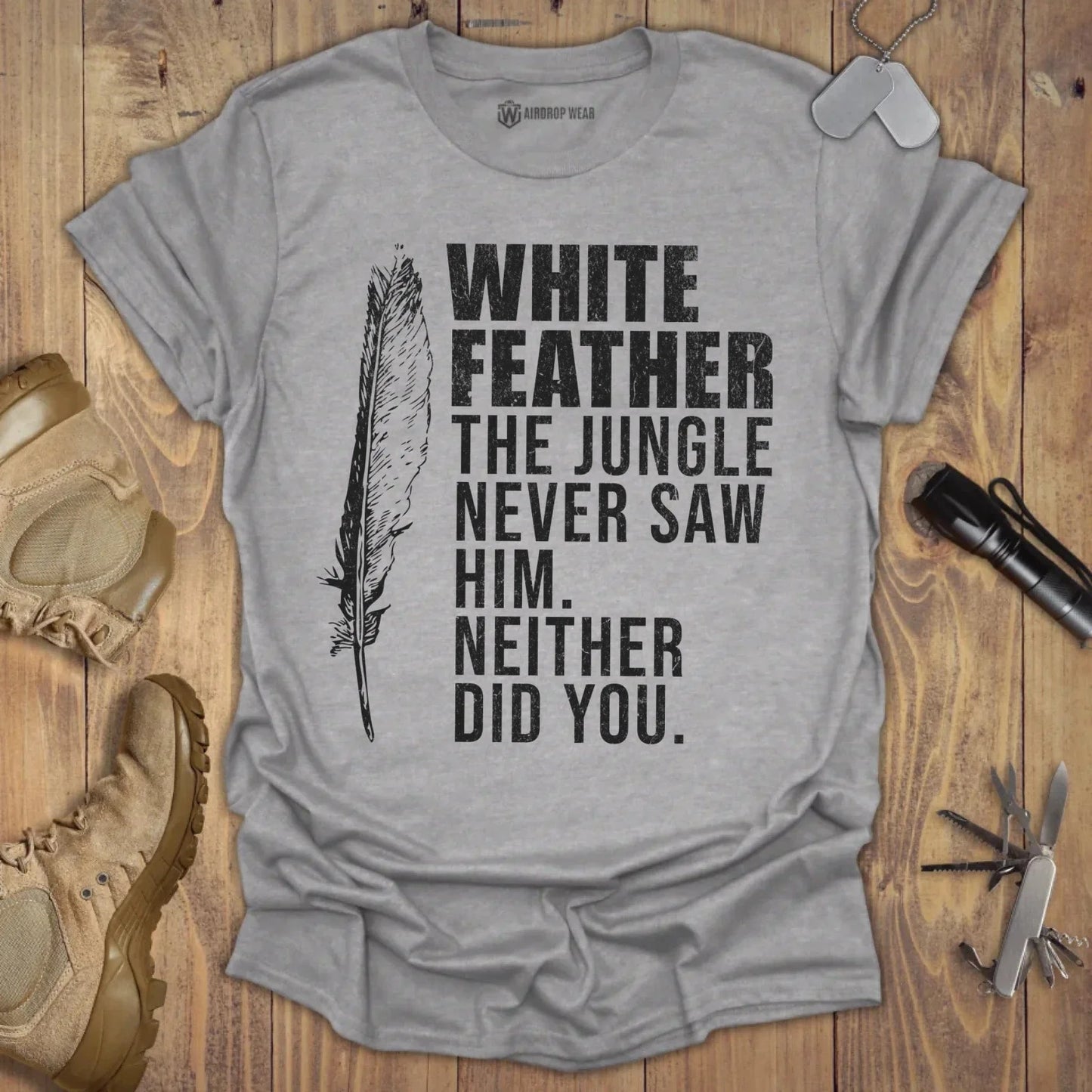 White Feather T-shirt Sport Grey