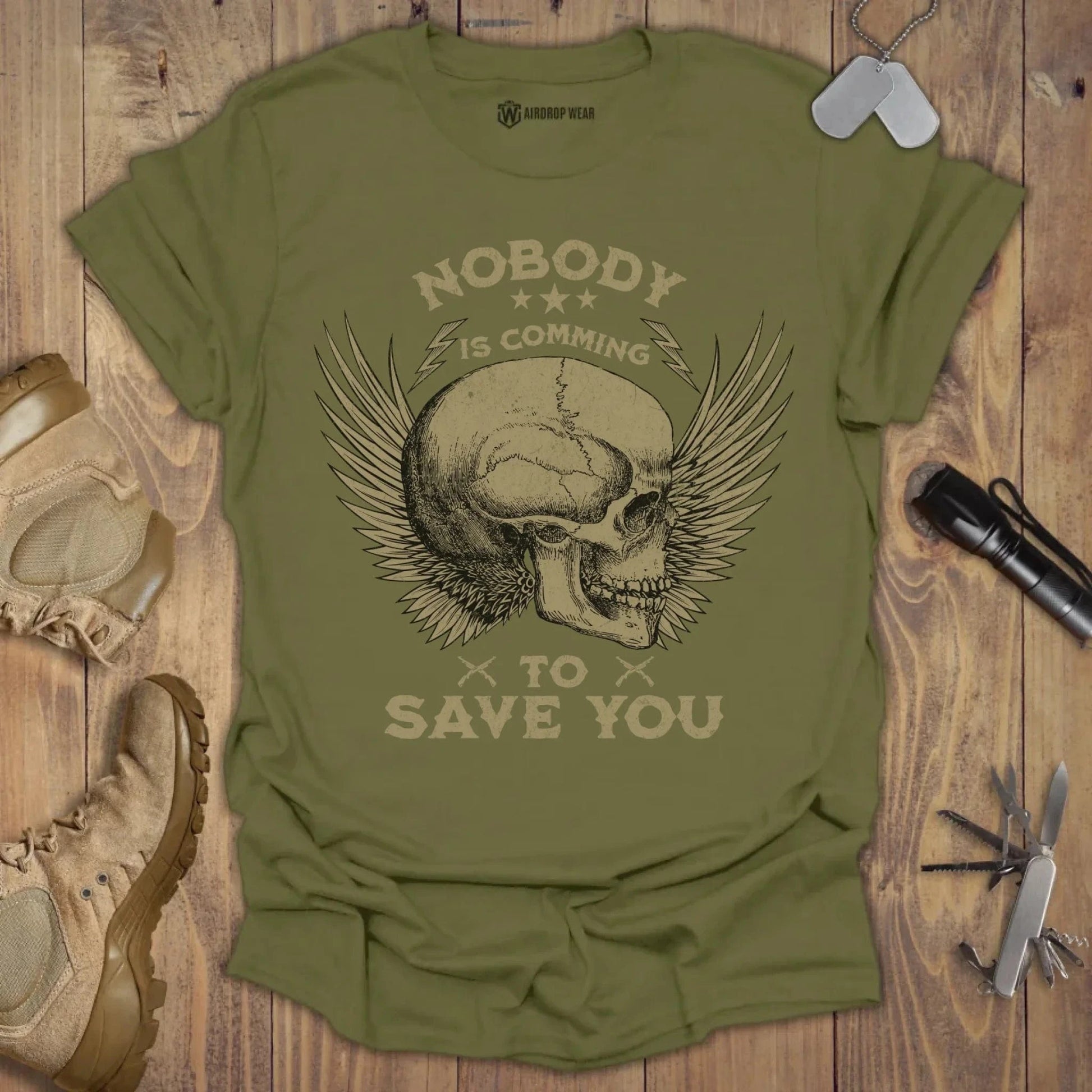 Nobody Is Comming T-shirt Military Green