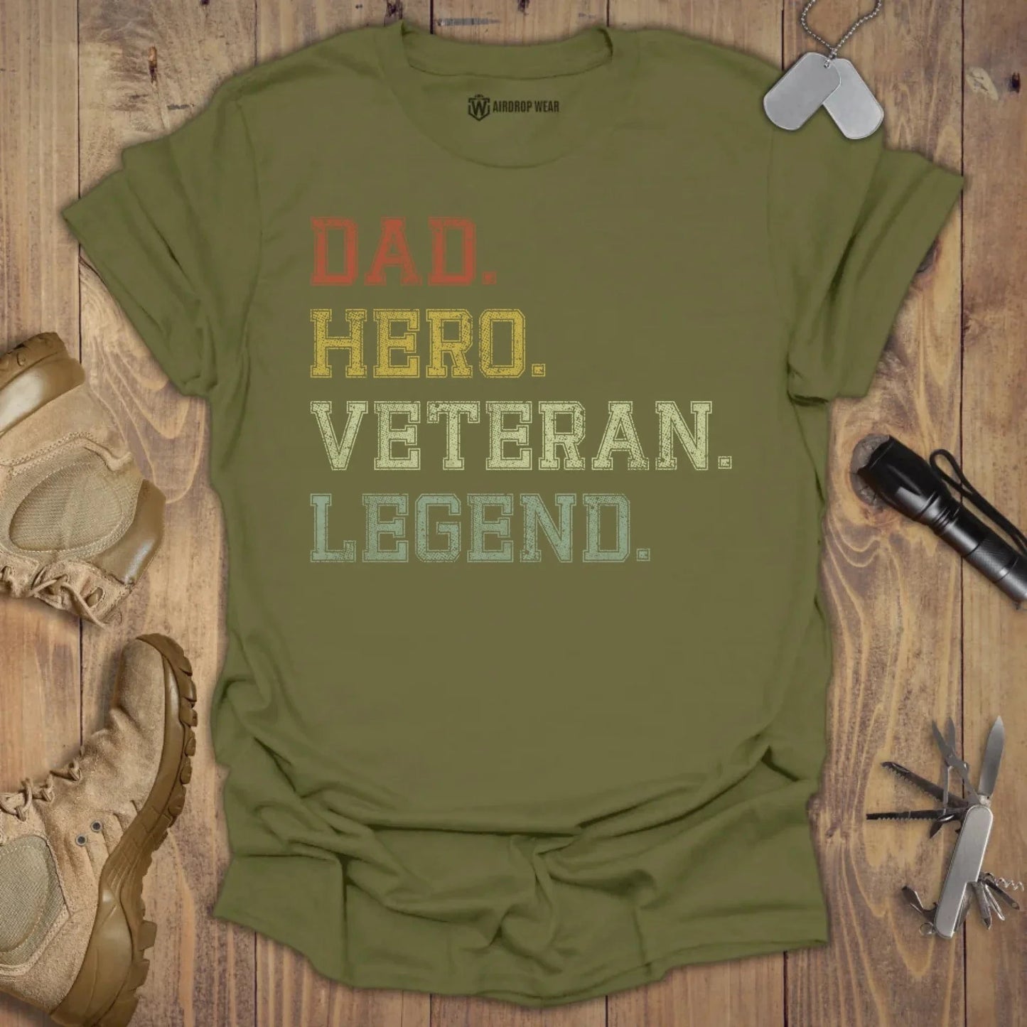 Veteran Dad T-shirt Military Green