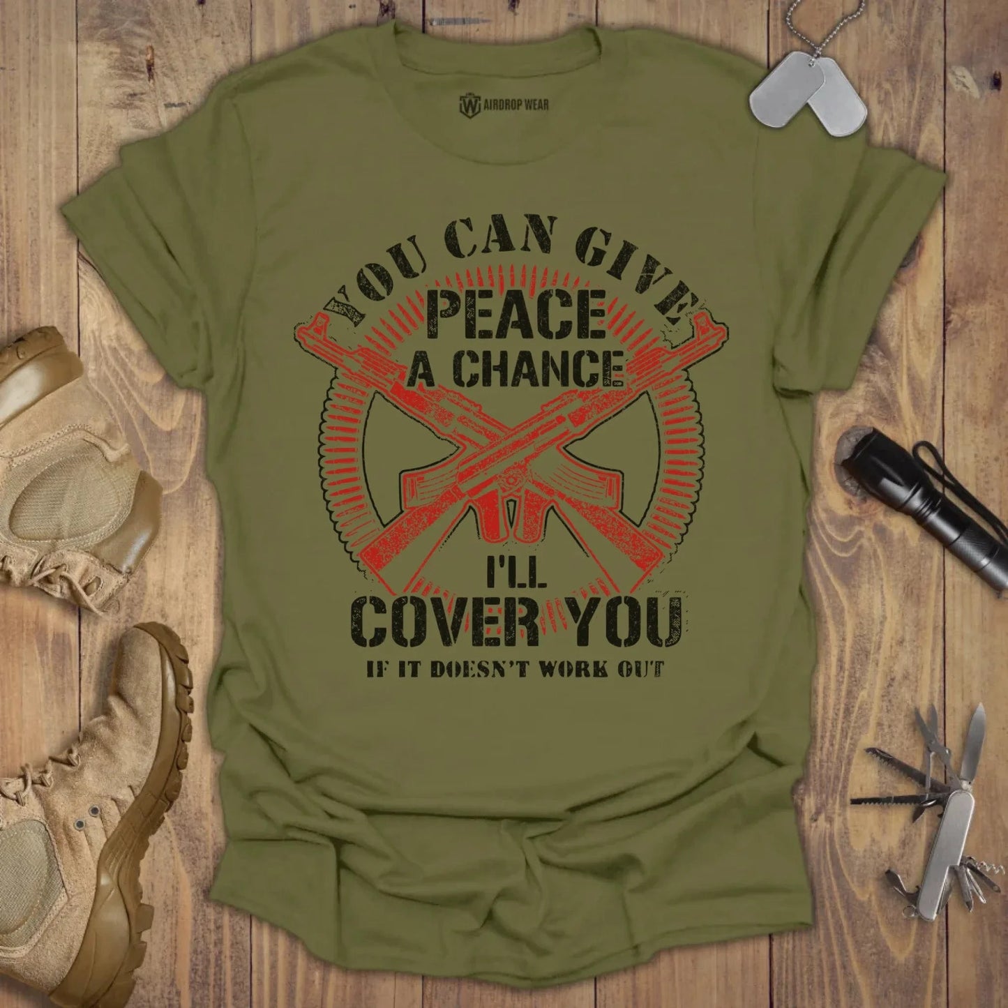 Give Peace A Chance T-shirt Military Green
