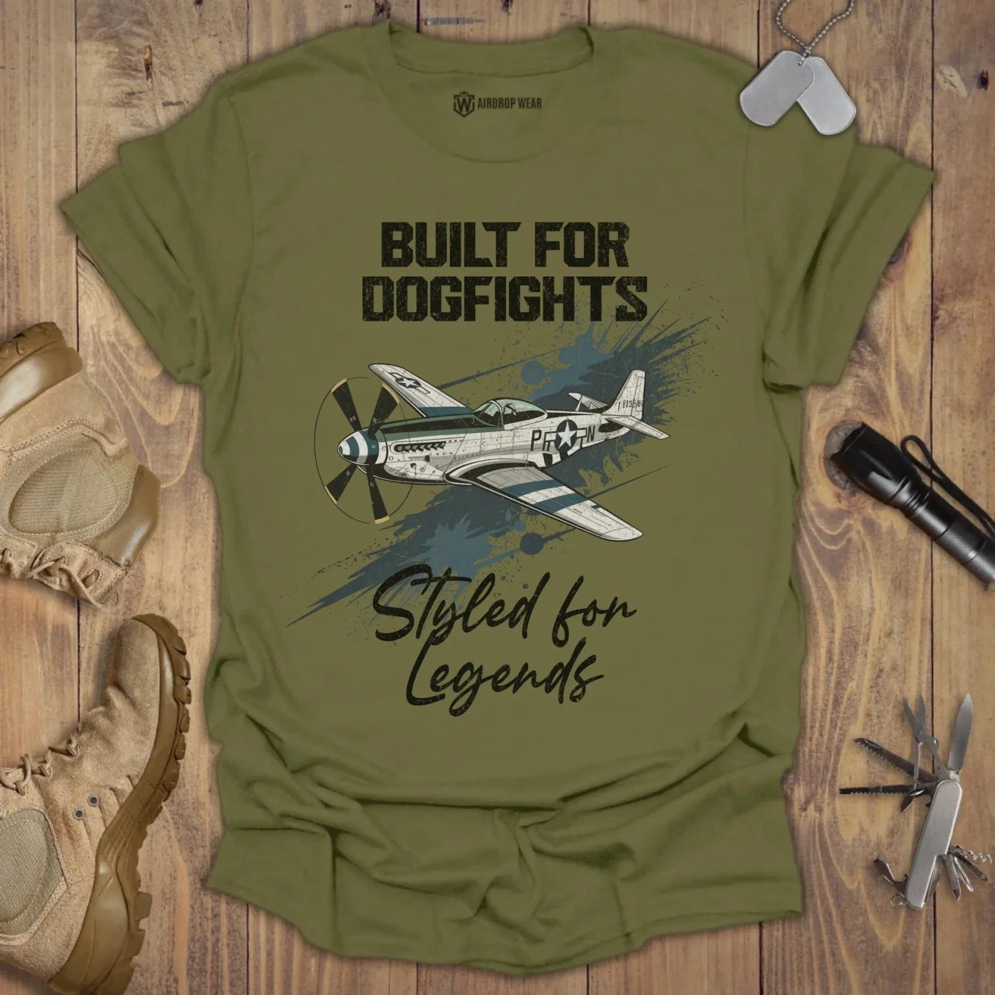 P-51 Mustang T-shirt Military Green