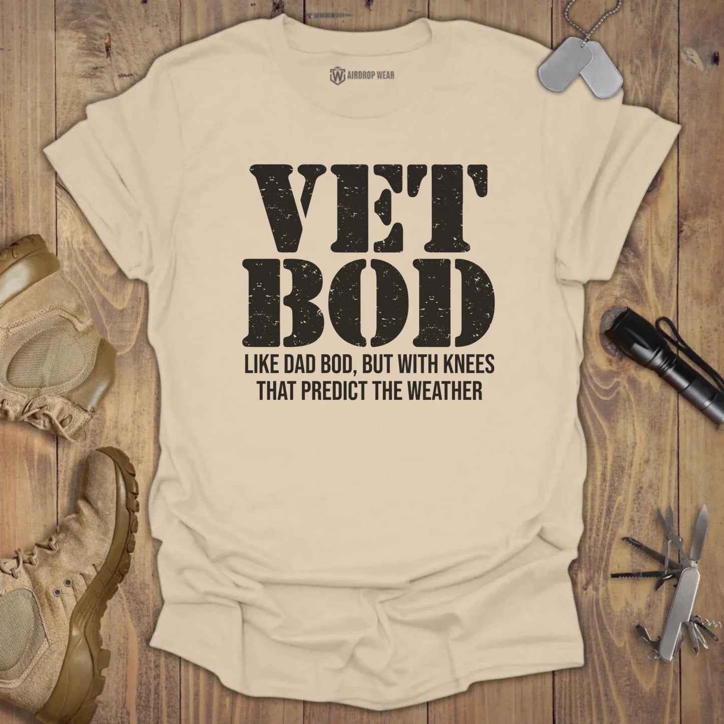 Vet Bod Predict Weather T-shirt Sand