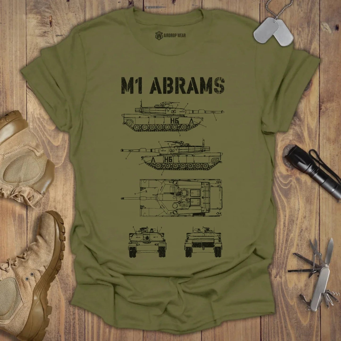 M1 Abrams Blueprint T-shirt Military Green