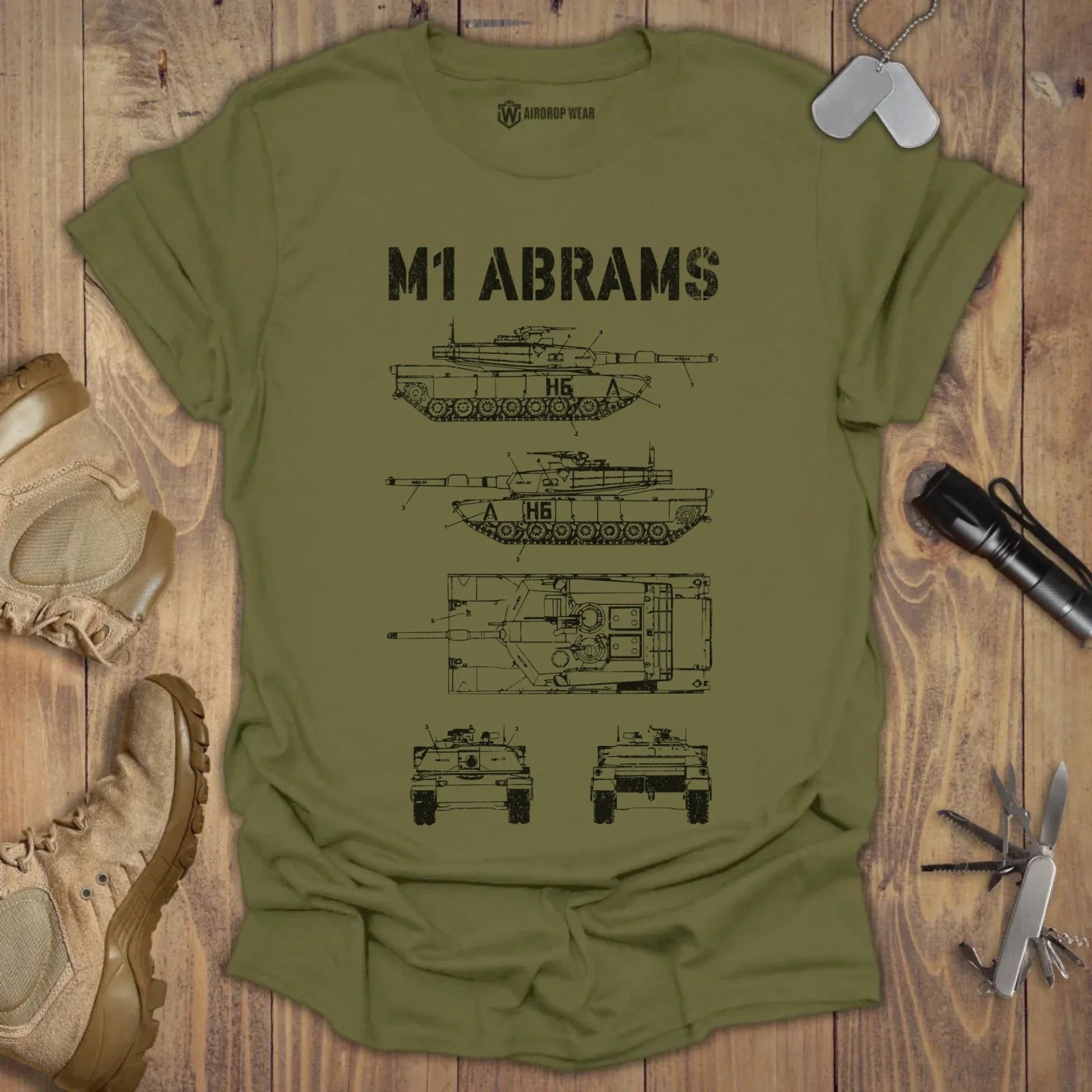 M1 Abrams Blueprint T-shirt Military Green