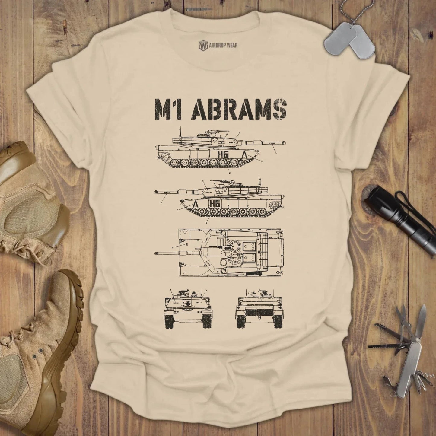 M1 Abrams Blueprint T-shirt Sand