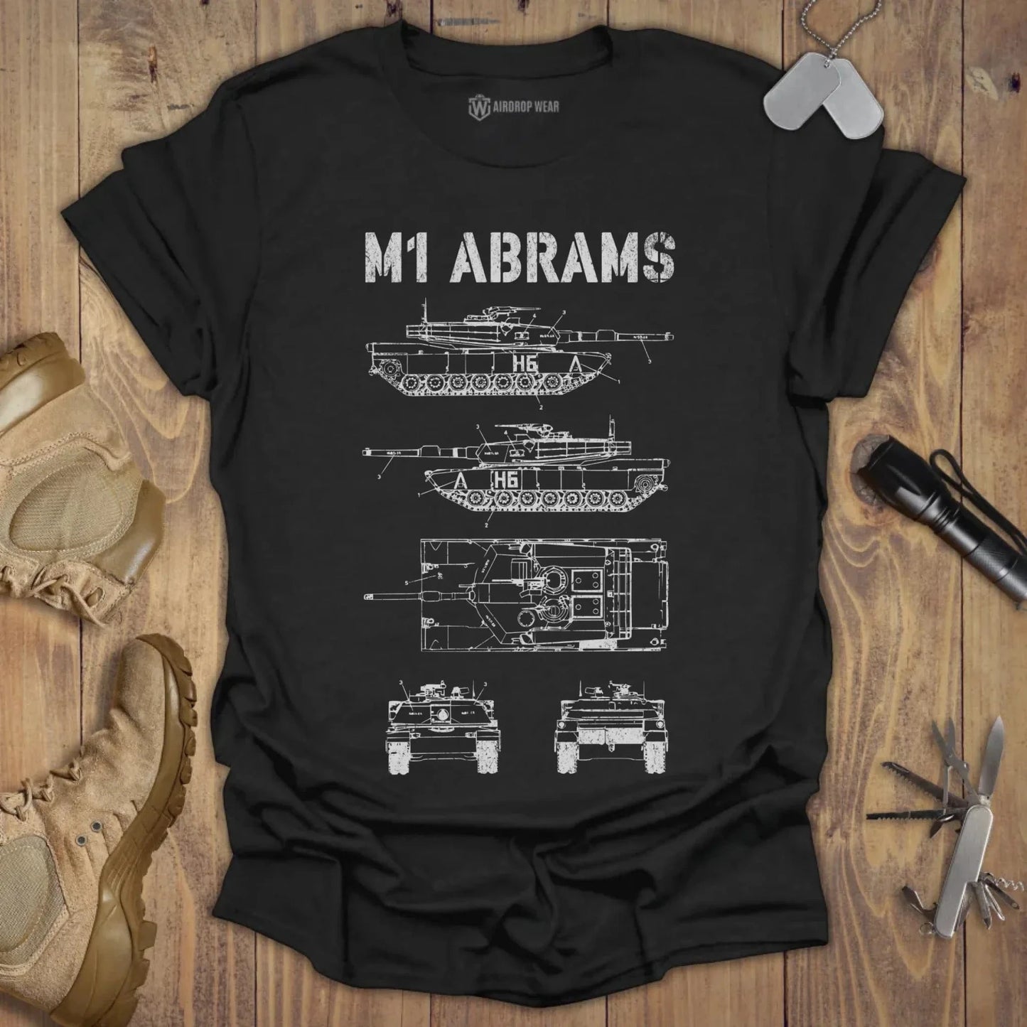 M1 Abrams Blueprint T-shirt Black