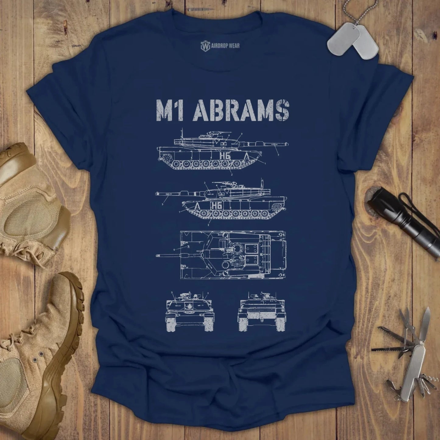 M1 Abrams Blueprint T-shirt Navy