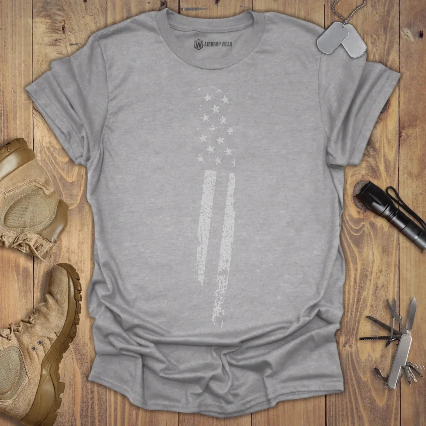 US Flag Monochromatic T-shirt Sport Grey