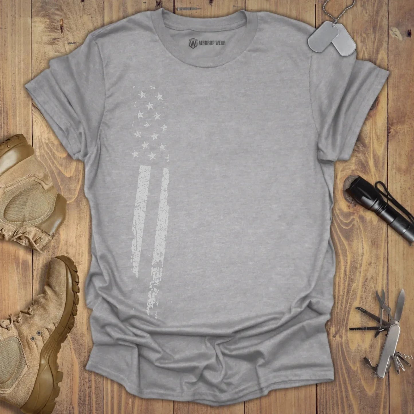 US Flag Monochromatic T-shirt Sport Grey