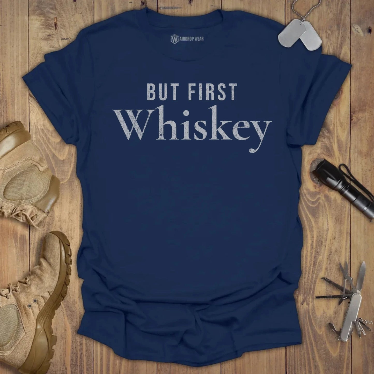 But First Whiskey T-shirt Navy