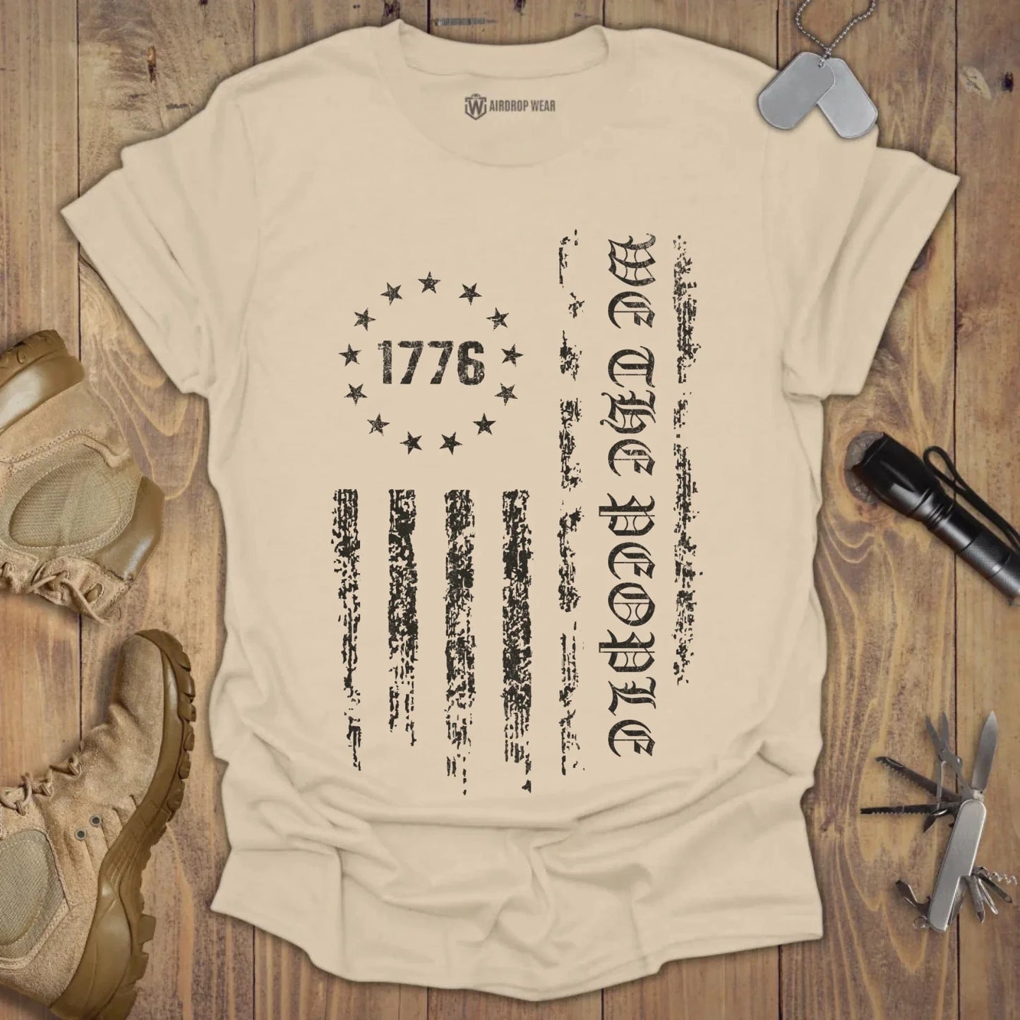 We The People Flag T-shirt Sand