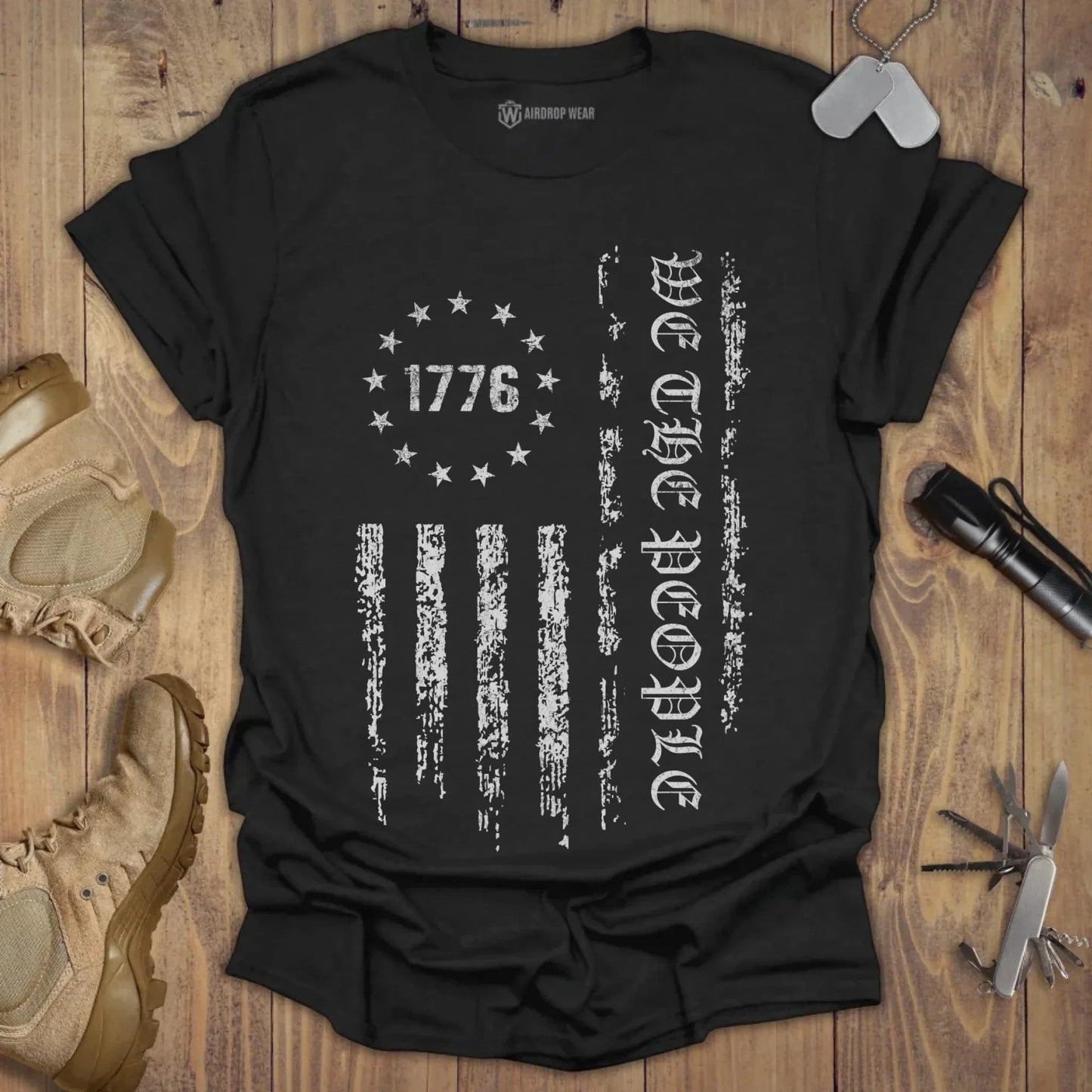 We The People Flag T-shirt Black
