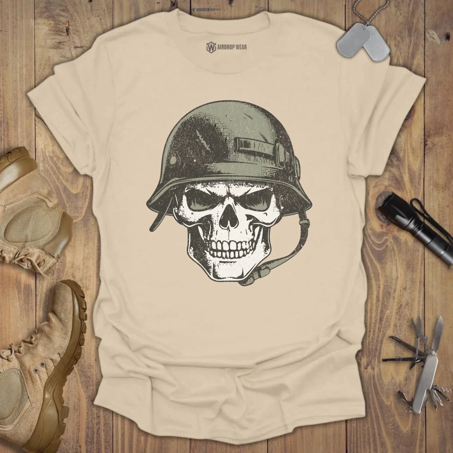 Skull Helmet T-shirt Sand